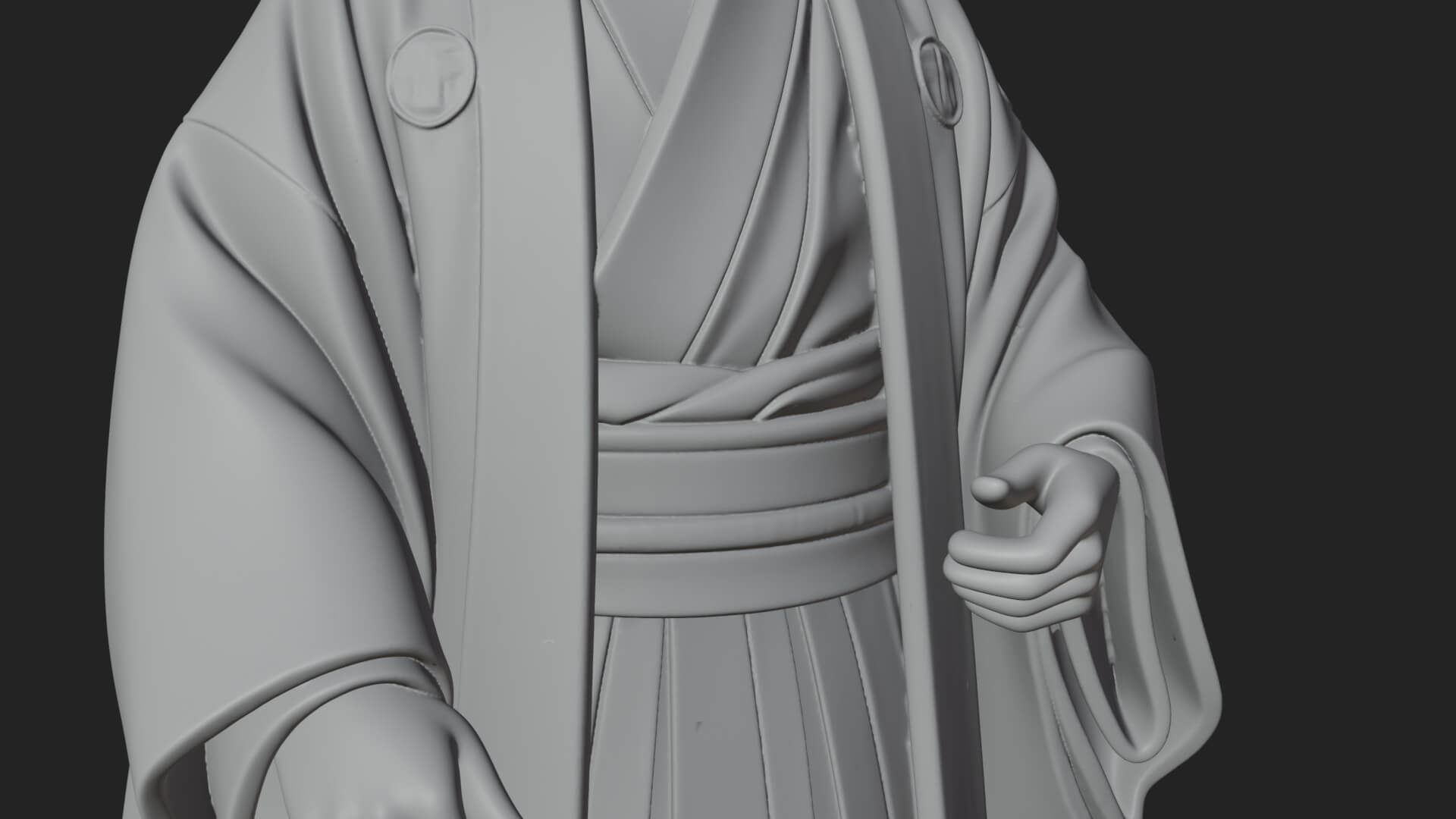 Kimono Merchant Man Statue Design 5 3D Print Model 3D Model