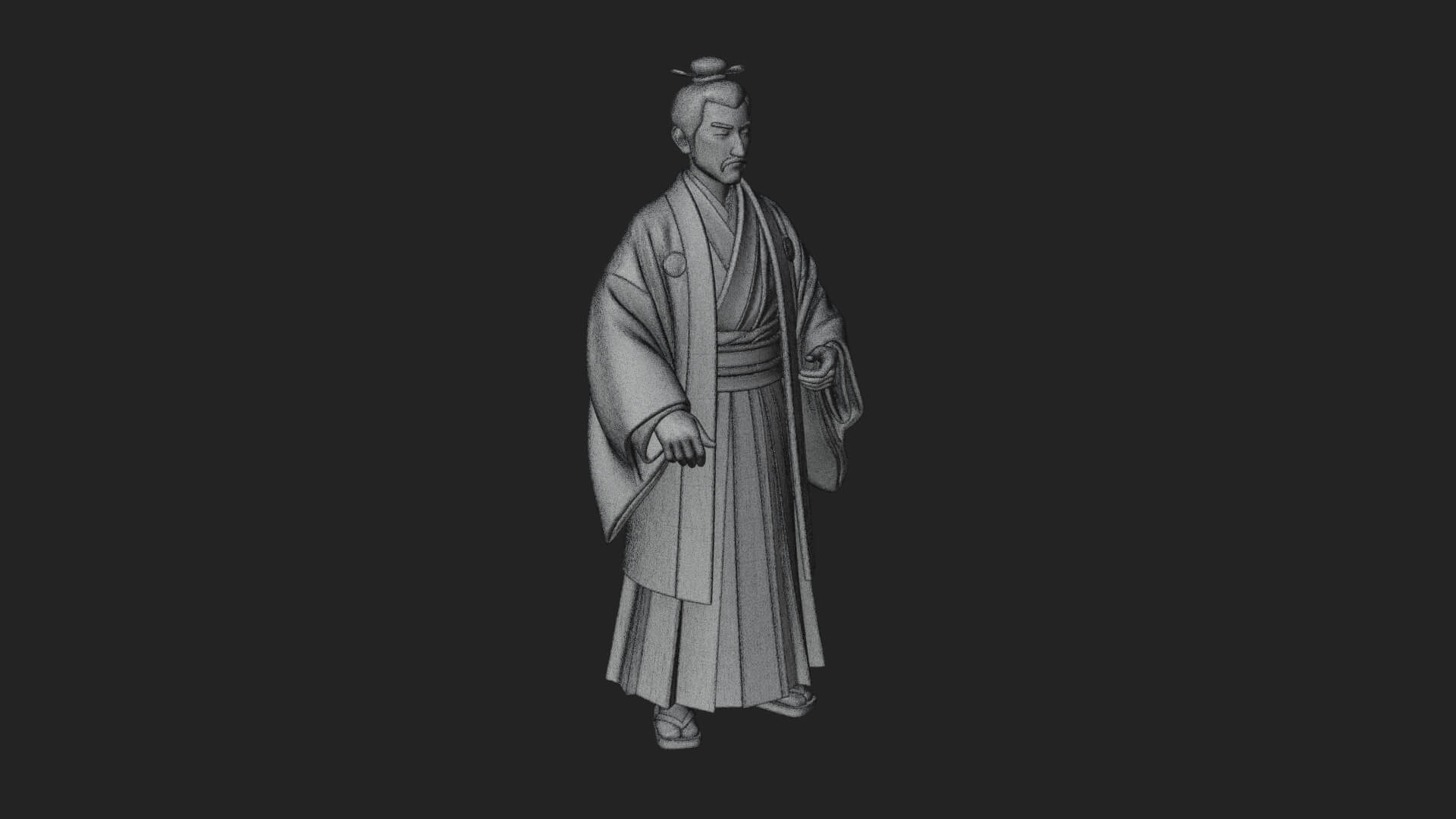 Kimono Merchant Man Statue Design 5 3D Print Model 3D Model
