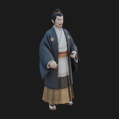Kimono Merchant Man Statue Design 5 3D Print Model