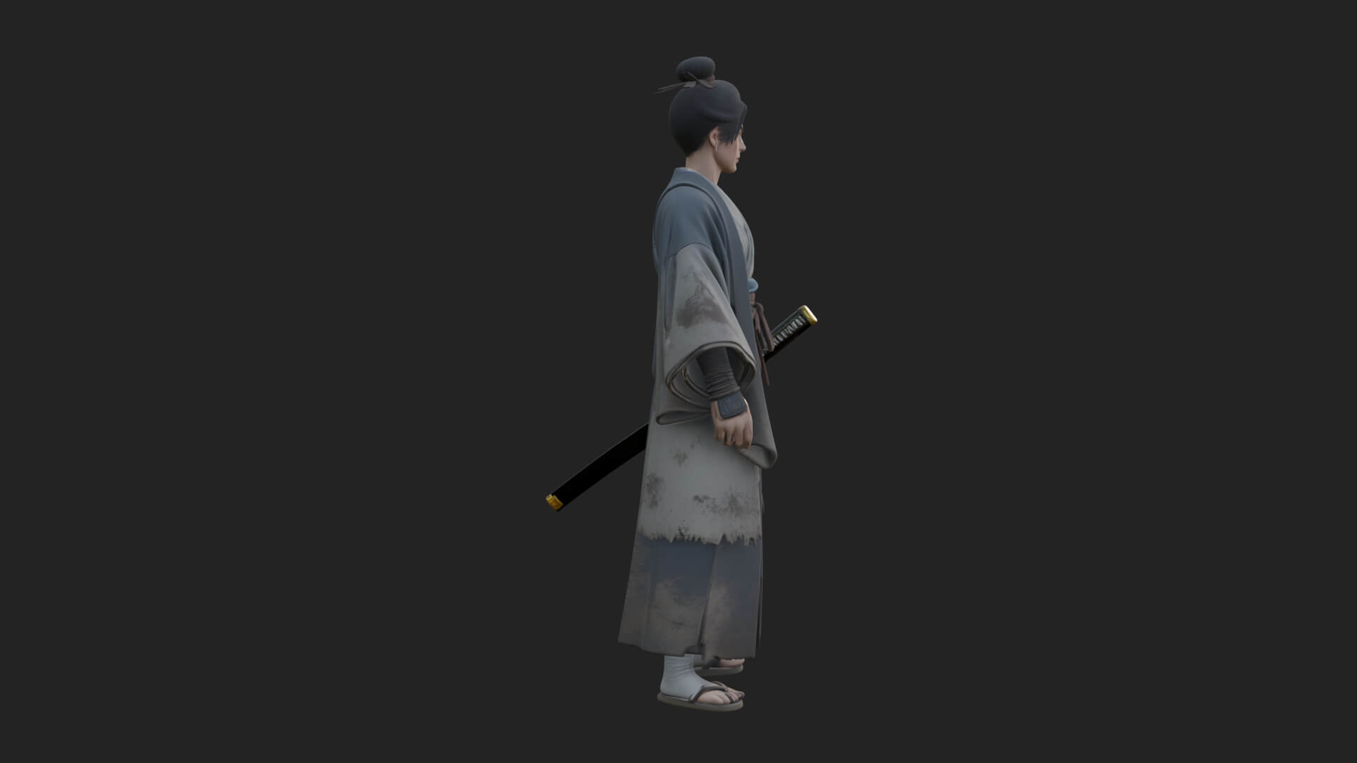 Kimono Merchant Man Statue Design 6 3D Print Model 3D Model