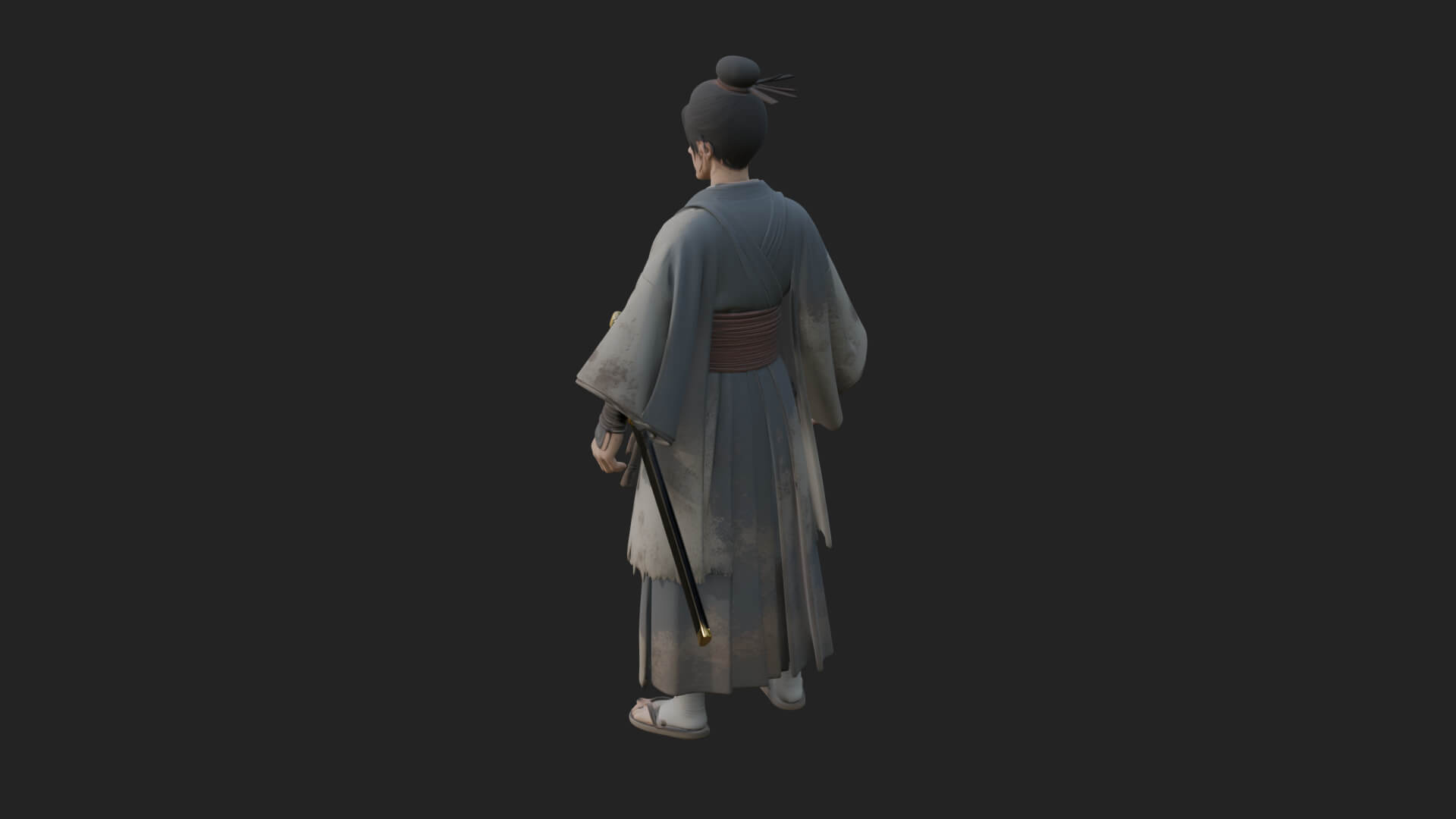 Kimono Merchant Man Statue Design 6 3D Print Model 3D Model