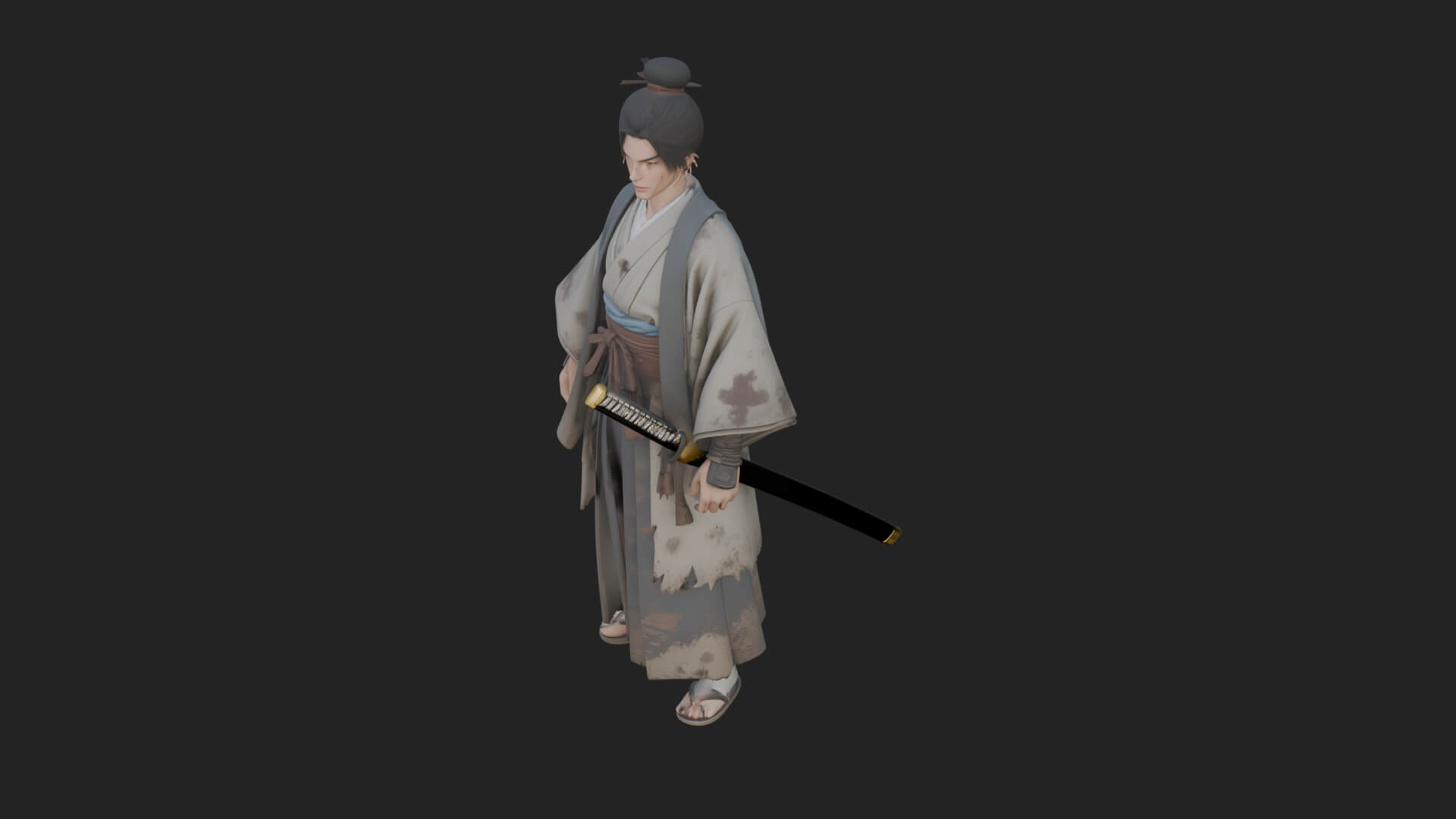 Kimono Merchant Man Statue Design 6 3D Print Model 3D Model