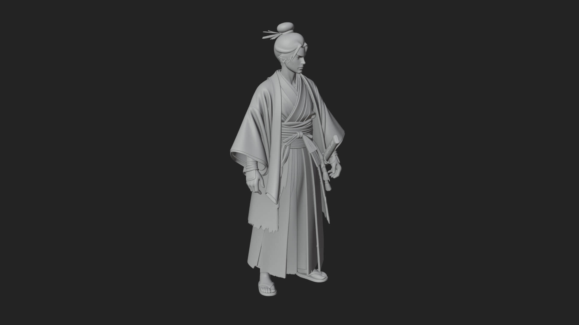 Kimono Merchant Man Statue Design 6 3D Print Model 3D Model