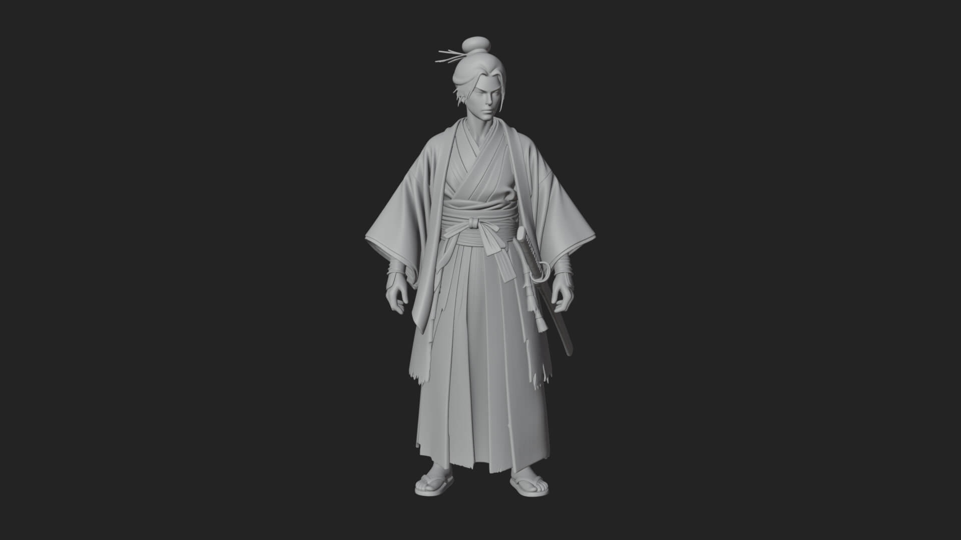 Kimono Merchant Man Statue Design 6 3D Print Model 3D Model