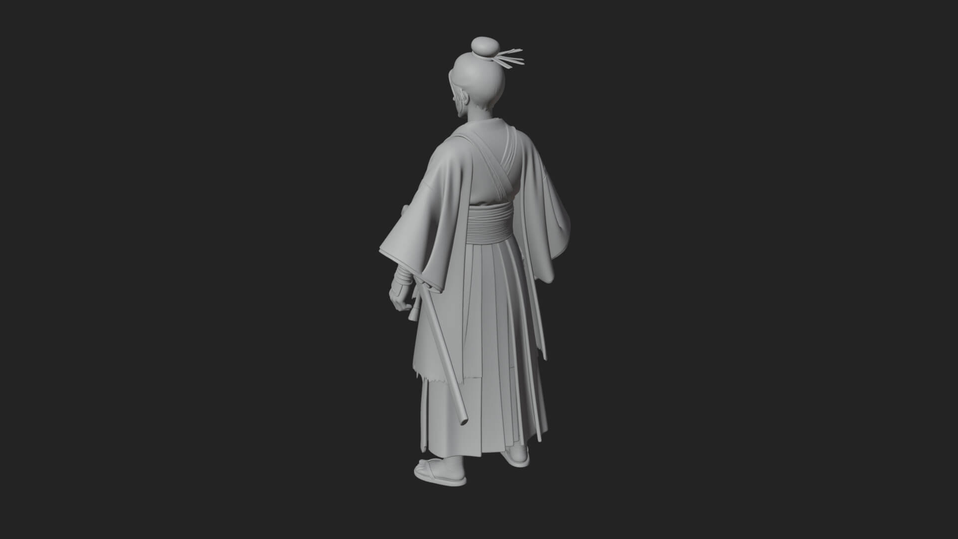 Kimono Merchant Man Statue Design 6 3D Print Model 3D Model