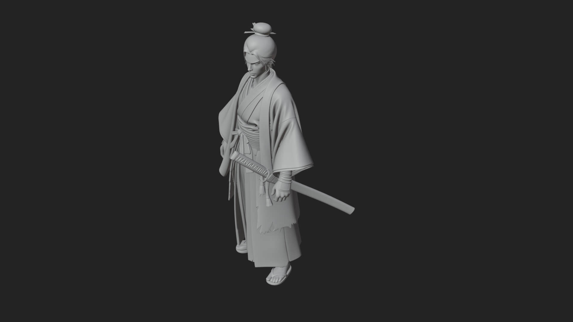 Kimono Merchant Man Statue Design 6 3D Print Model 3D Model