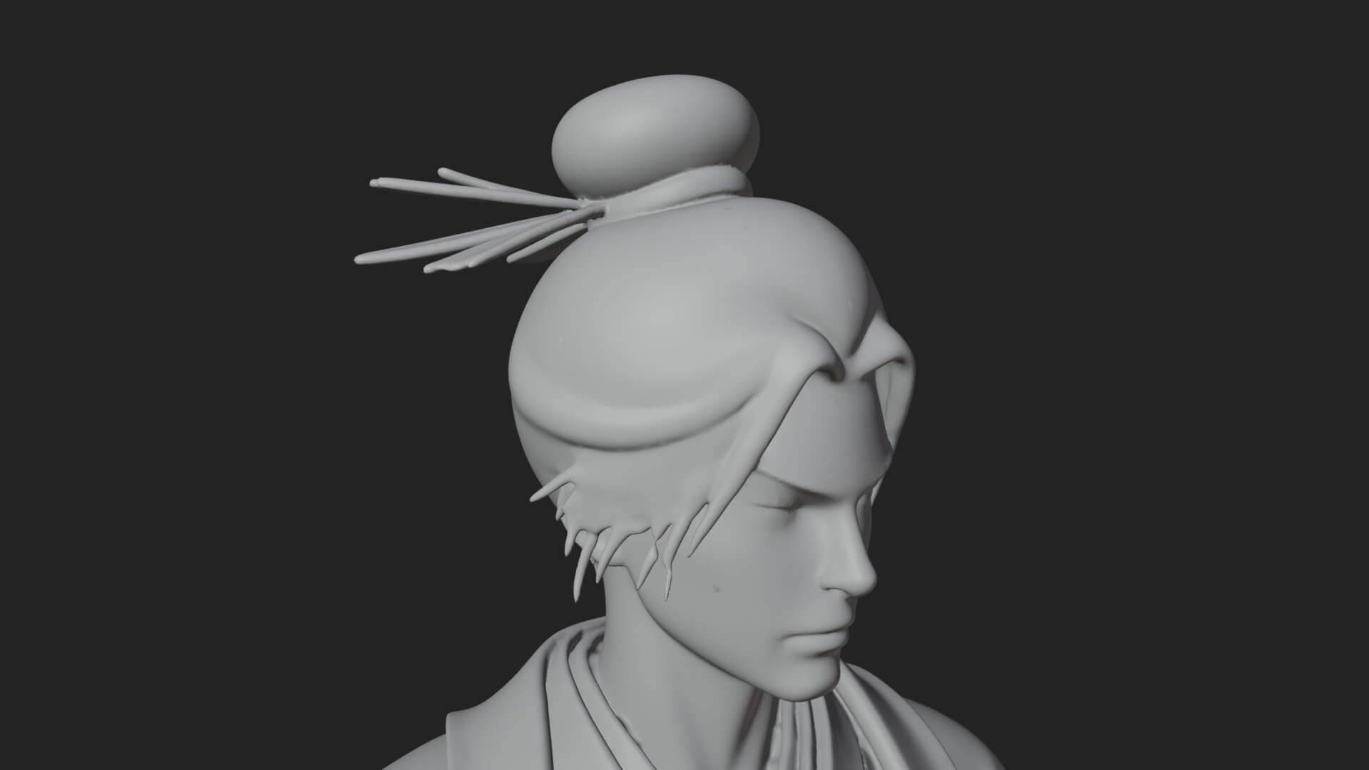 Kimono Merchant Man Statue Design 6 3D Print Model 3D Model
