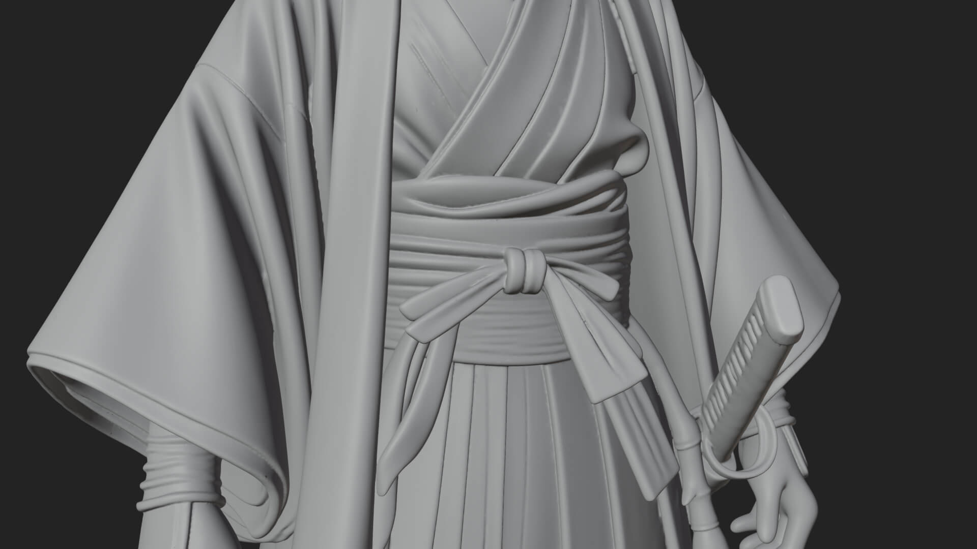 Kimono Merchant Man Statue Design 6 3D Print Model 3D Model