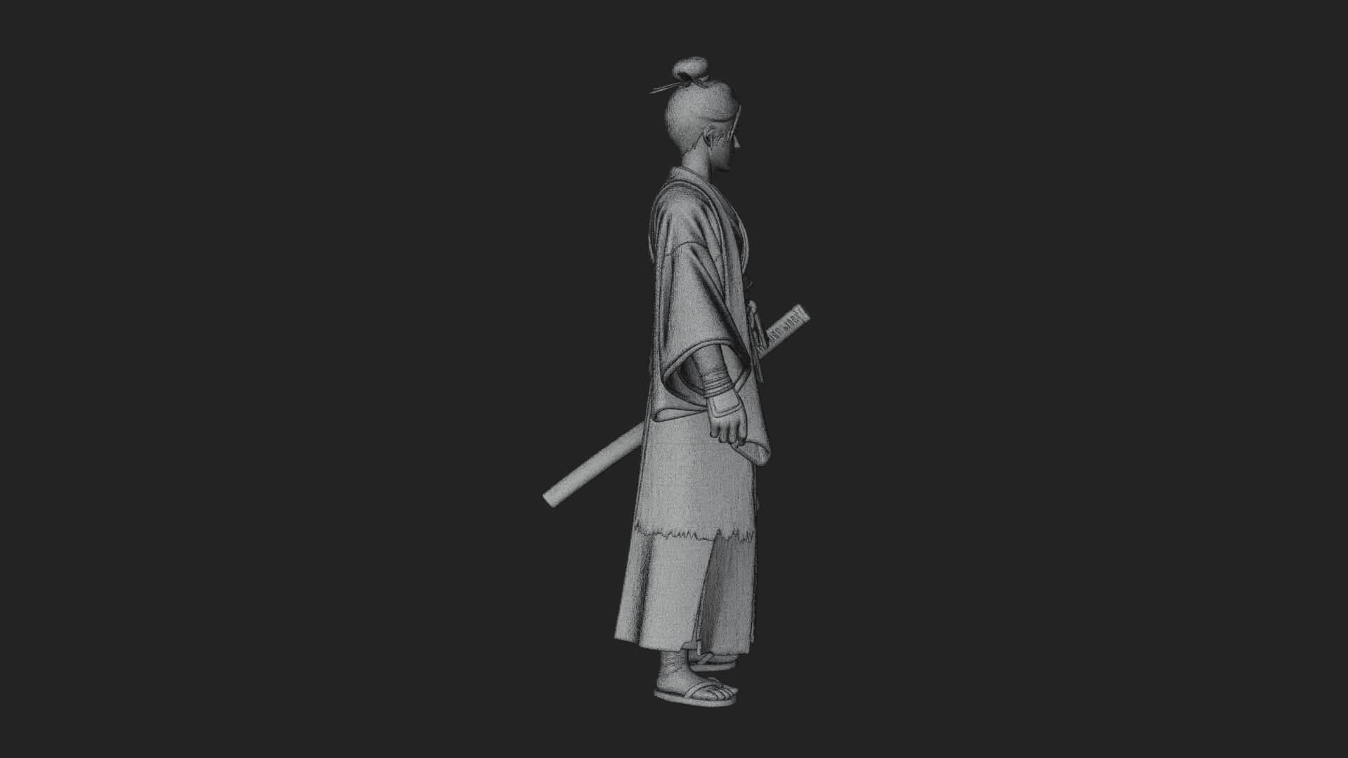 Kimono Merchant Man Statue Design 6 3D Print Model 3D Model