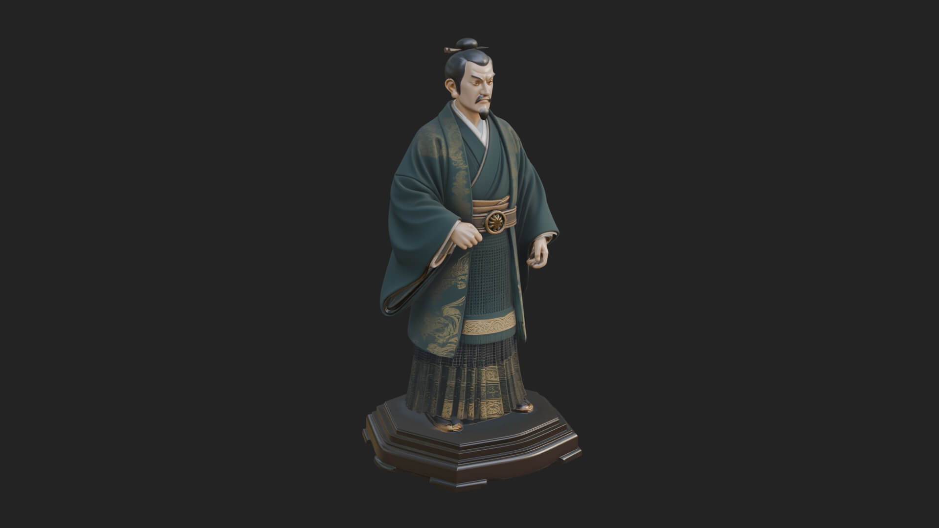 Kimono Swordsman Statue Design 1 3D Print Model 3D Model