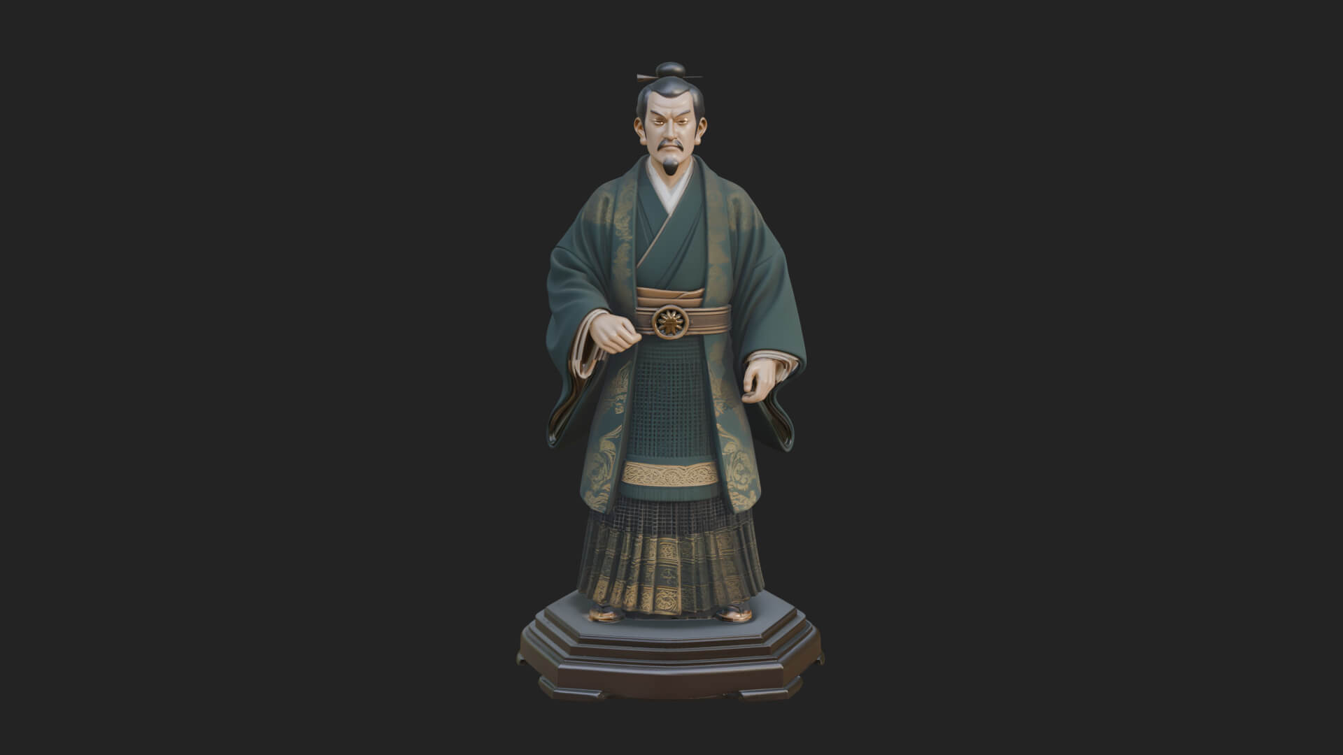 Kimono Swordsman Statue Design 1 3D Print Model 3D Model