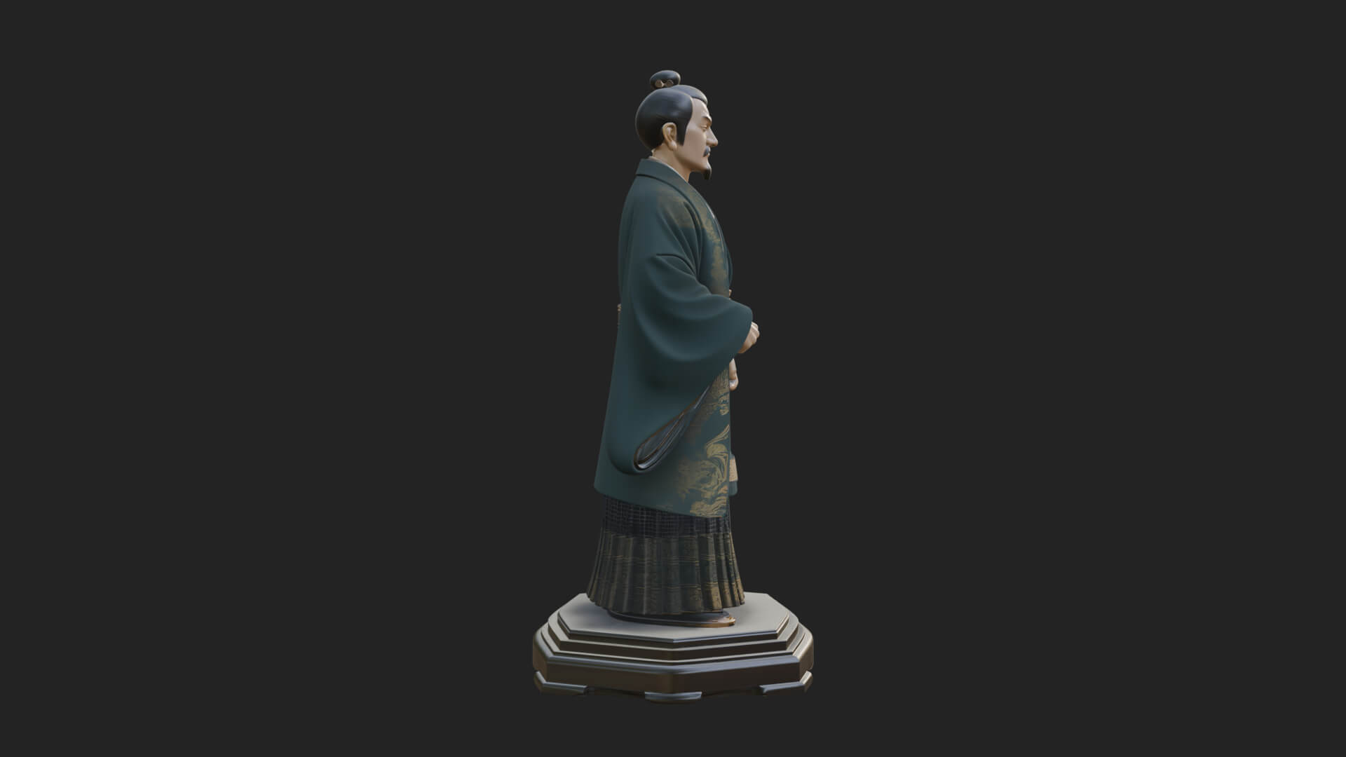 Kimono Swordsman Statue Design 1 3D Print Model 3D Model