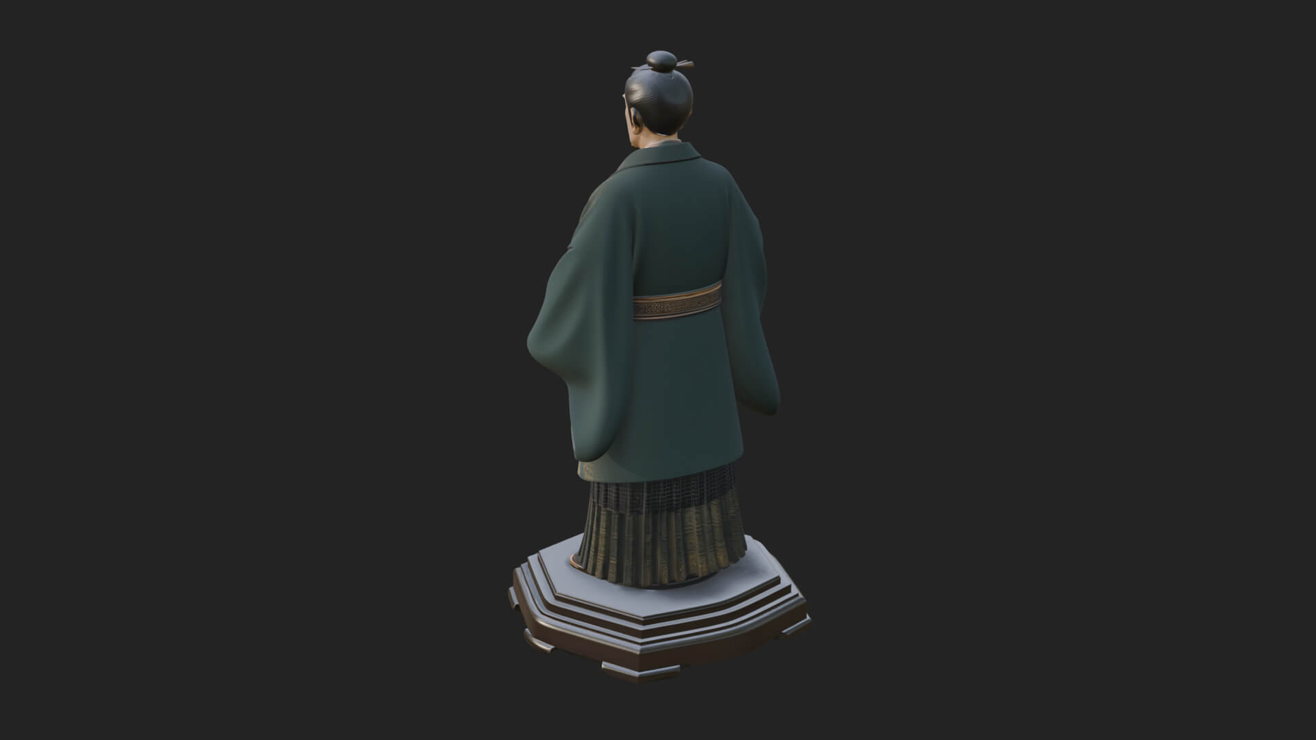 Kimono Swordsman Statue Design 1 3D Print Model 3D Model