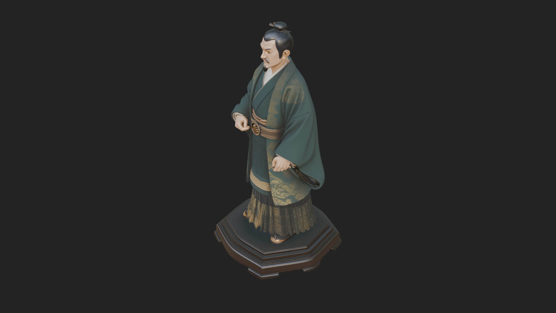 Kimono Swordsman Statue Design 1 3D Print Model 3D Model
