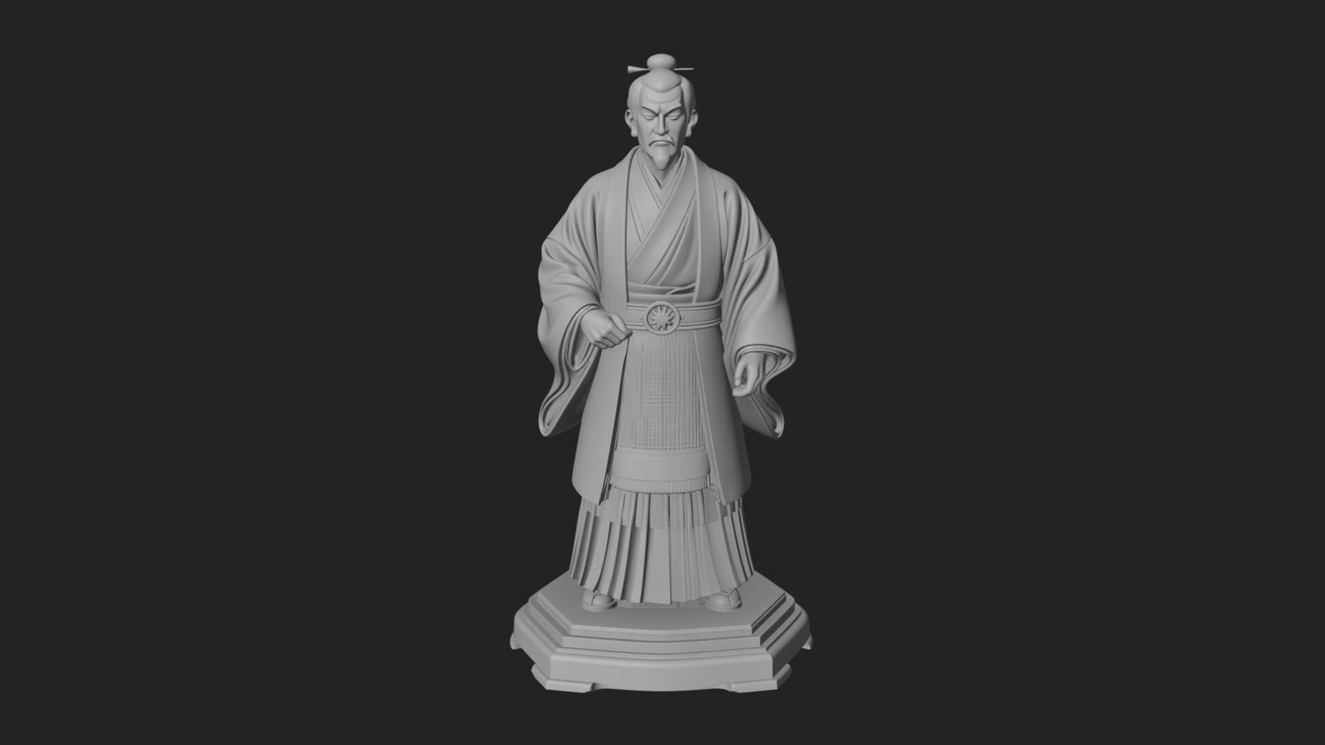 Kimono Swordsman Statue Design 1 3D Print Model 3D Model