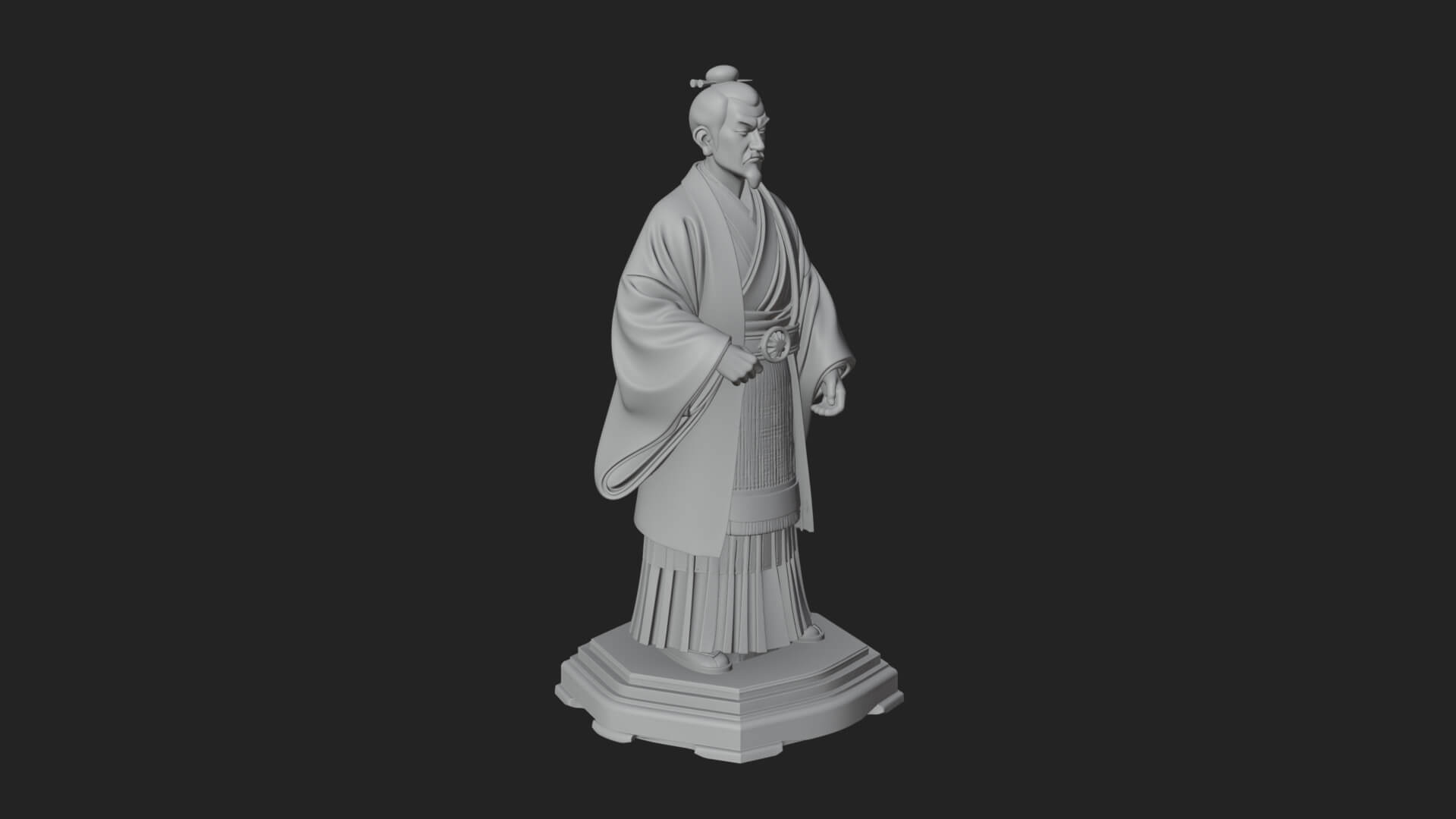 Kimono Swordsman Statue Design 1 3D Print Model 3D Model