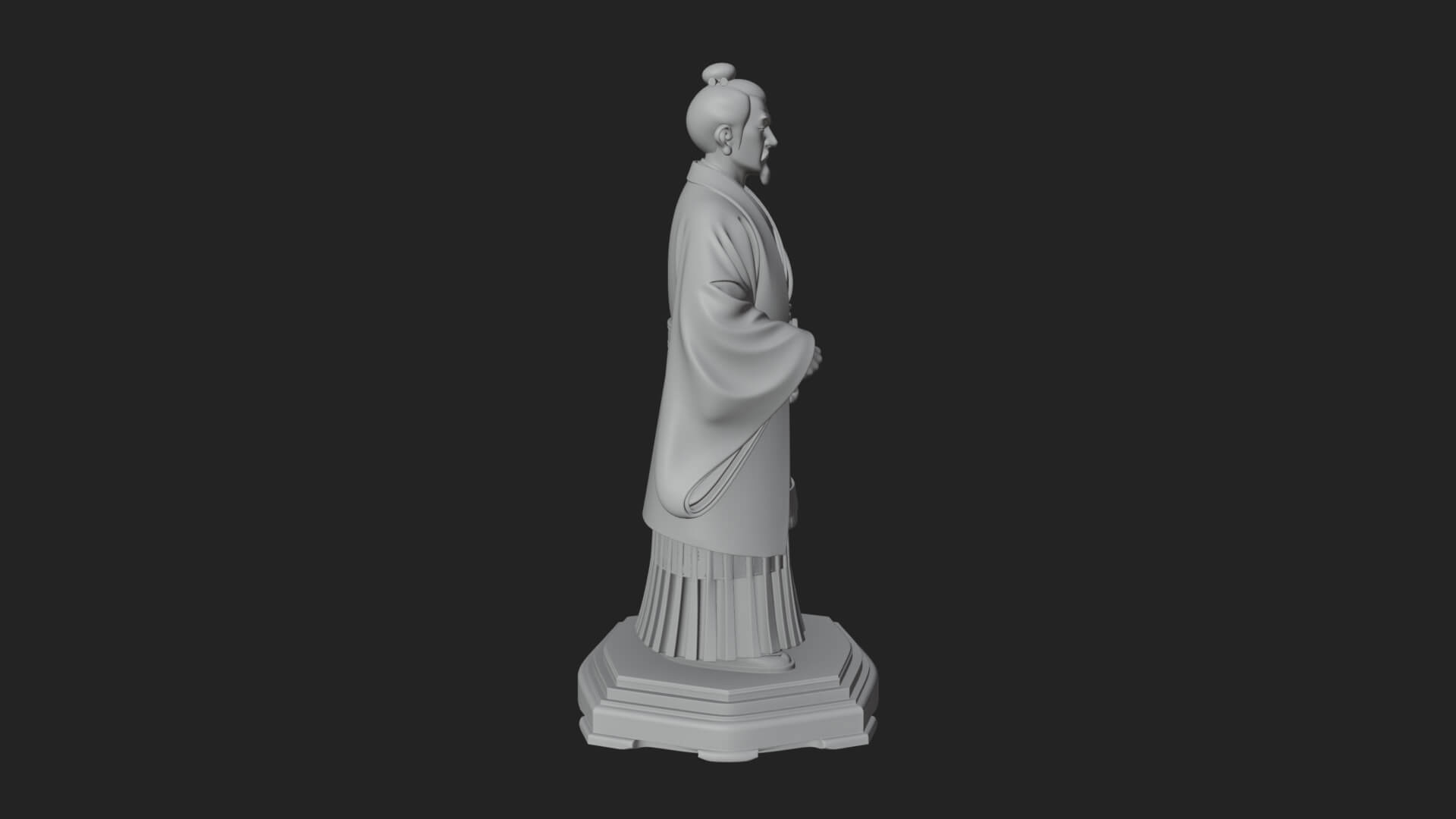 Kimono Swordsman Statue Design 1 3D Print Model 3D Model