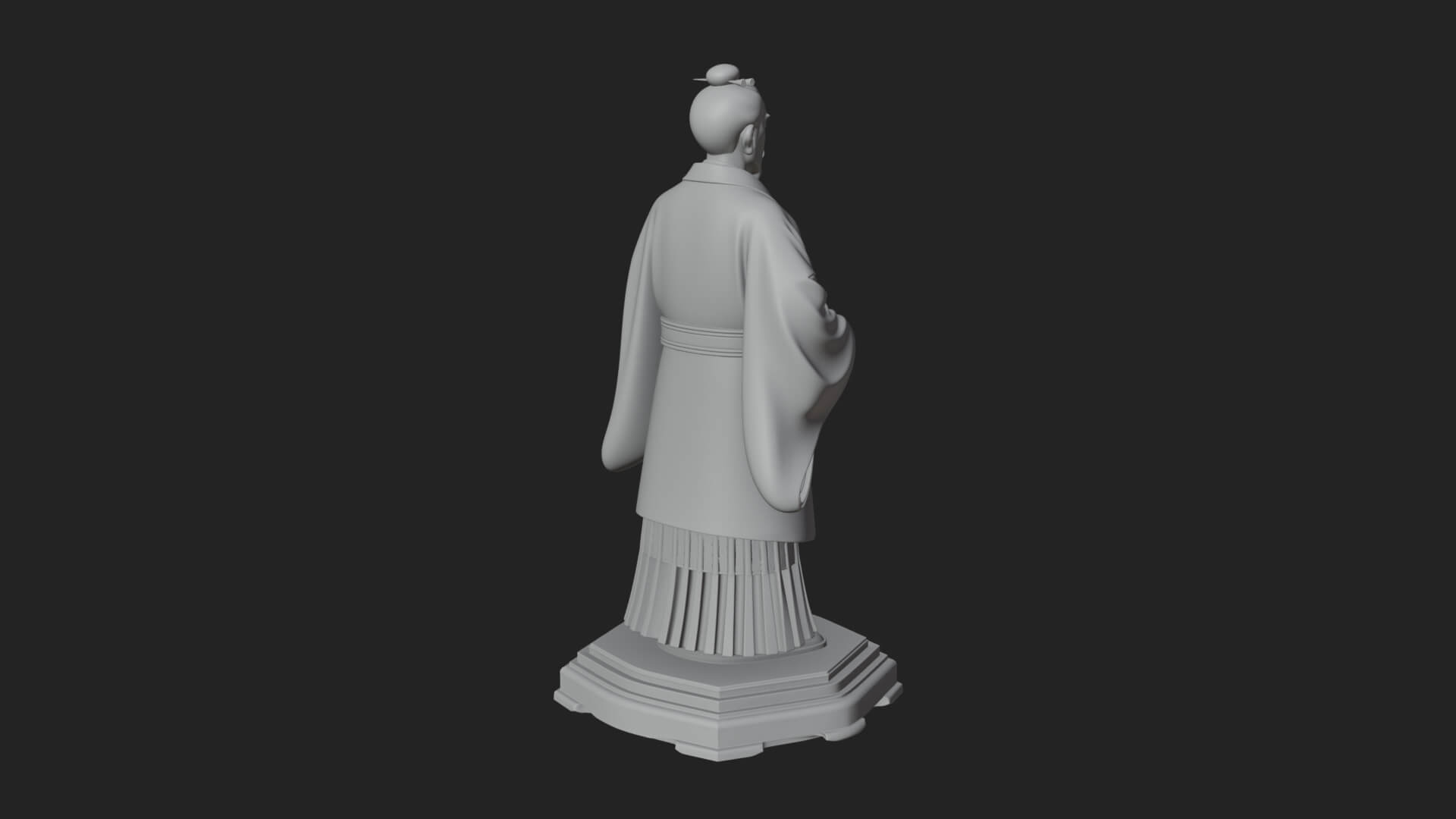 Kimono Swordsman Statue Design 1 3D Print Model 3D Model