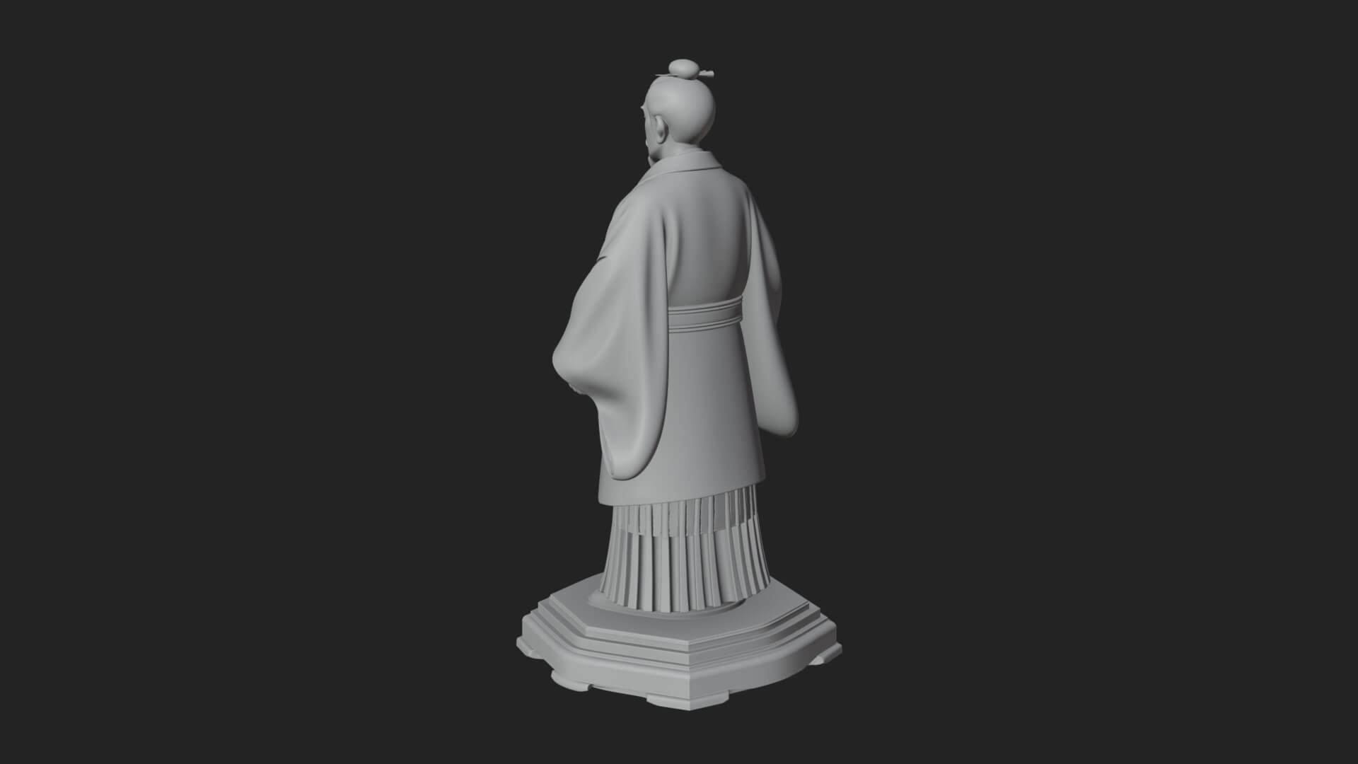 Kimono Swordsman Statue Design 1 3D Print Model 3D Model