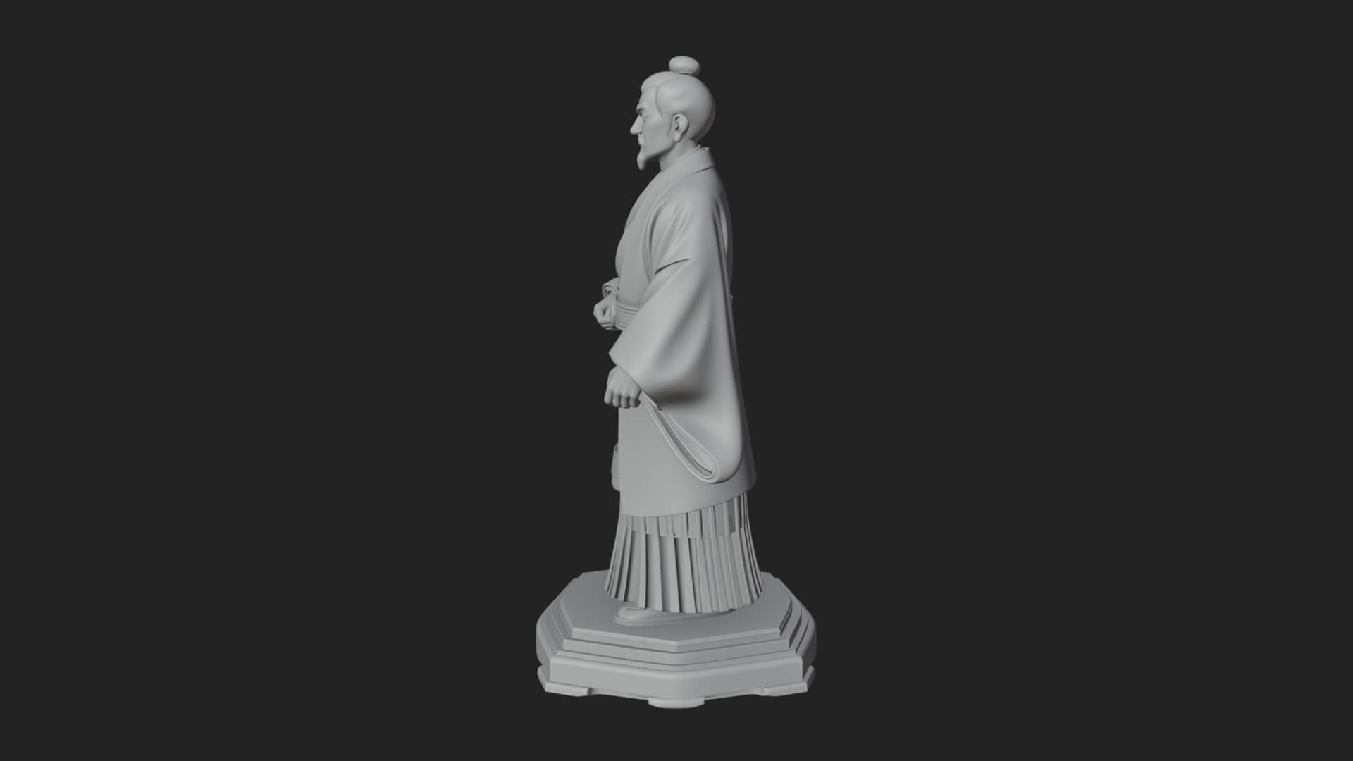 Kimono Swordsman Statue Design 1 3D Print Model 3D Model