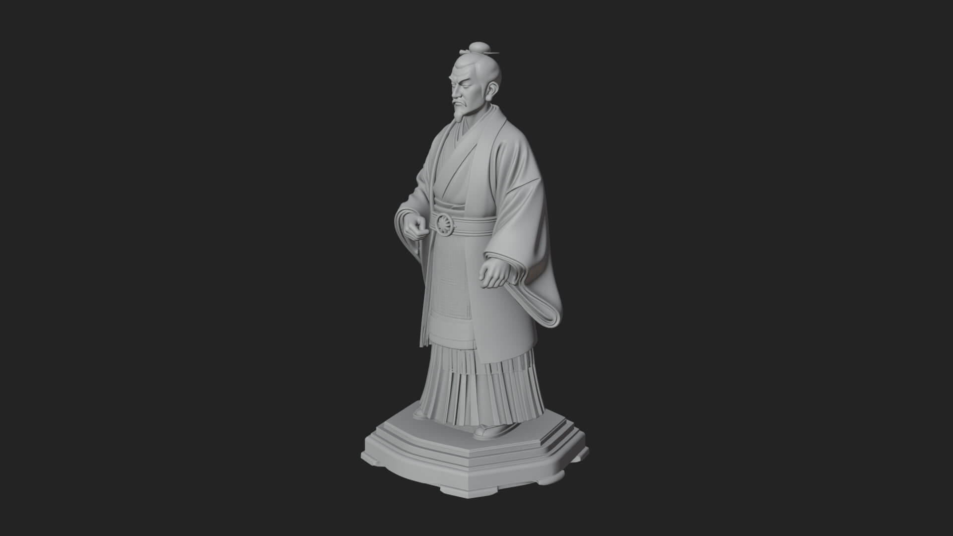 Kimono Swordsman Statue Design 1 3D Print Model 3D Model