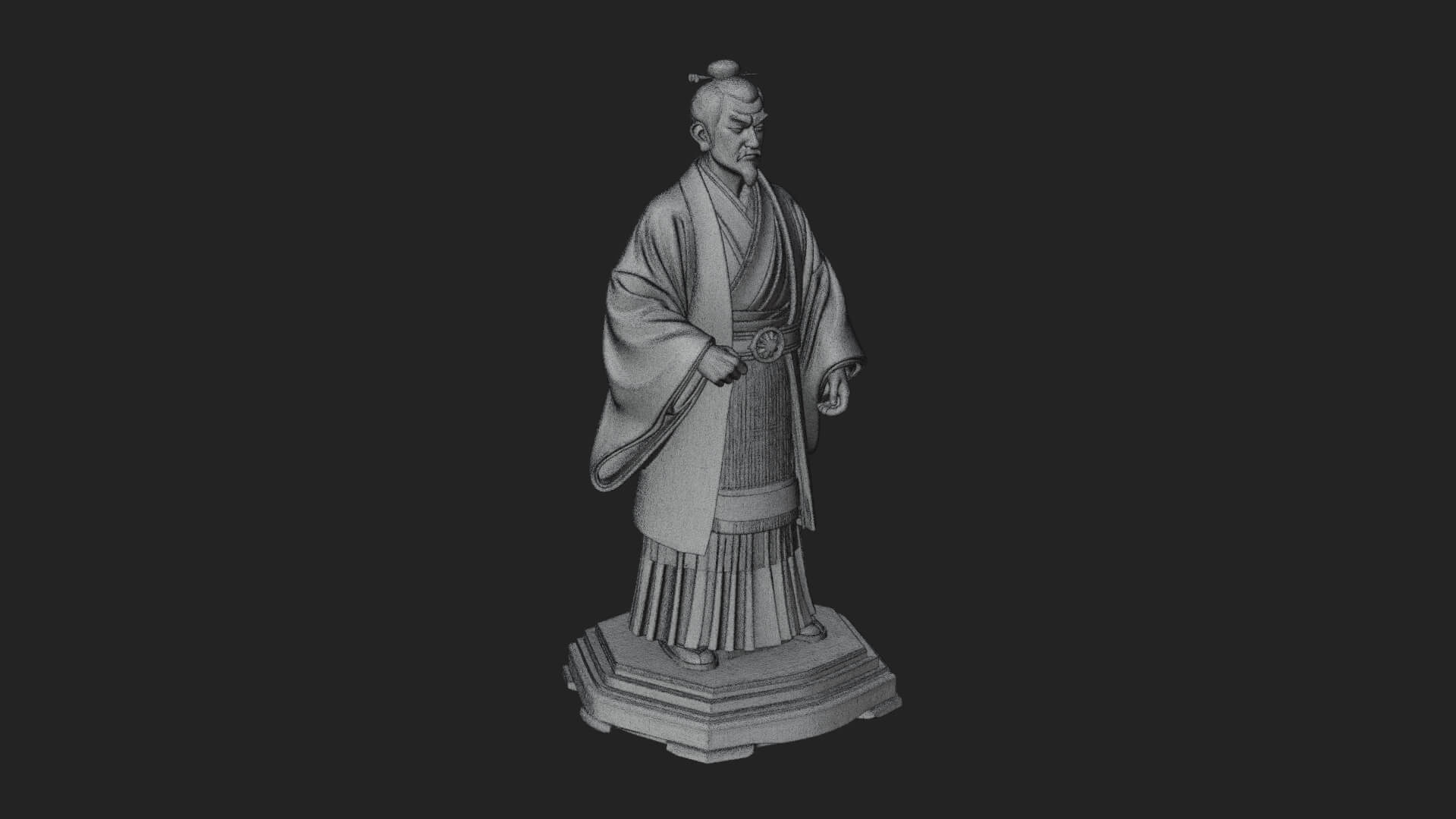 Kimono Swordsman Statue Design 1 3D Print Model 3D Model