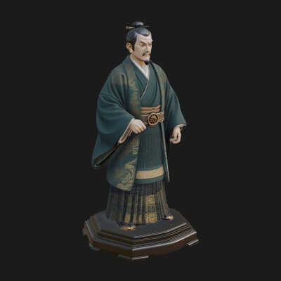 Kimono Swordsman Statue Design 1 3D Print Model