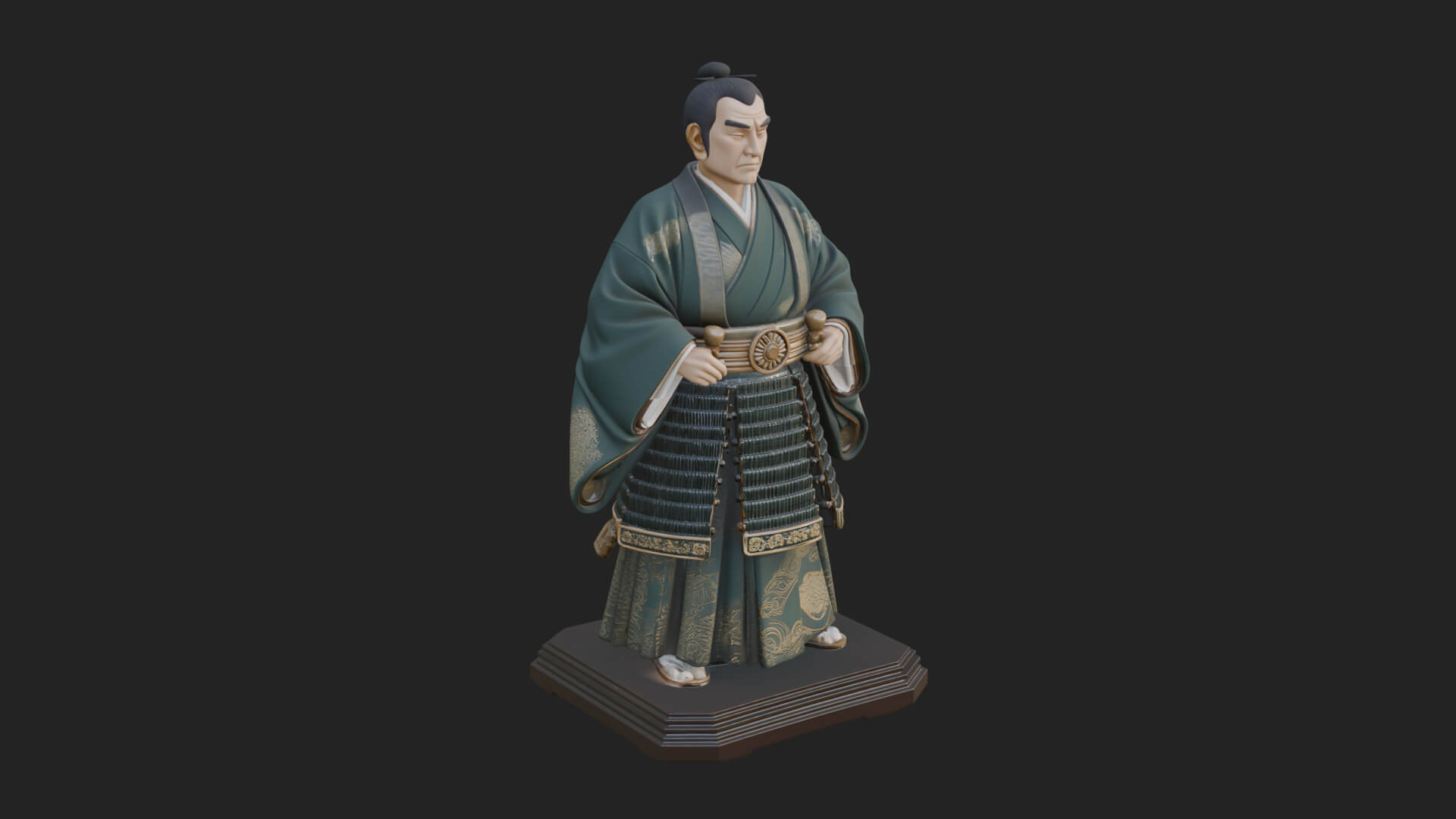 Kimono Swordsman Statue Design 2 3D Print Model 3D Model