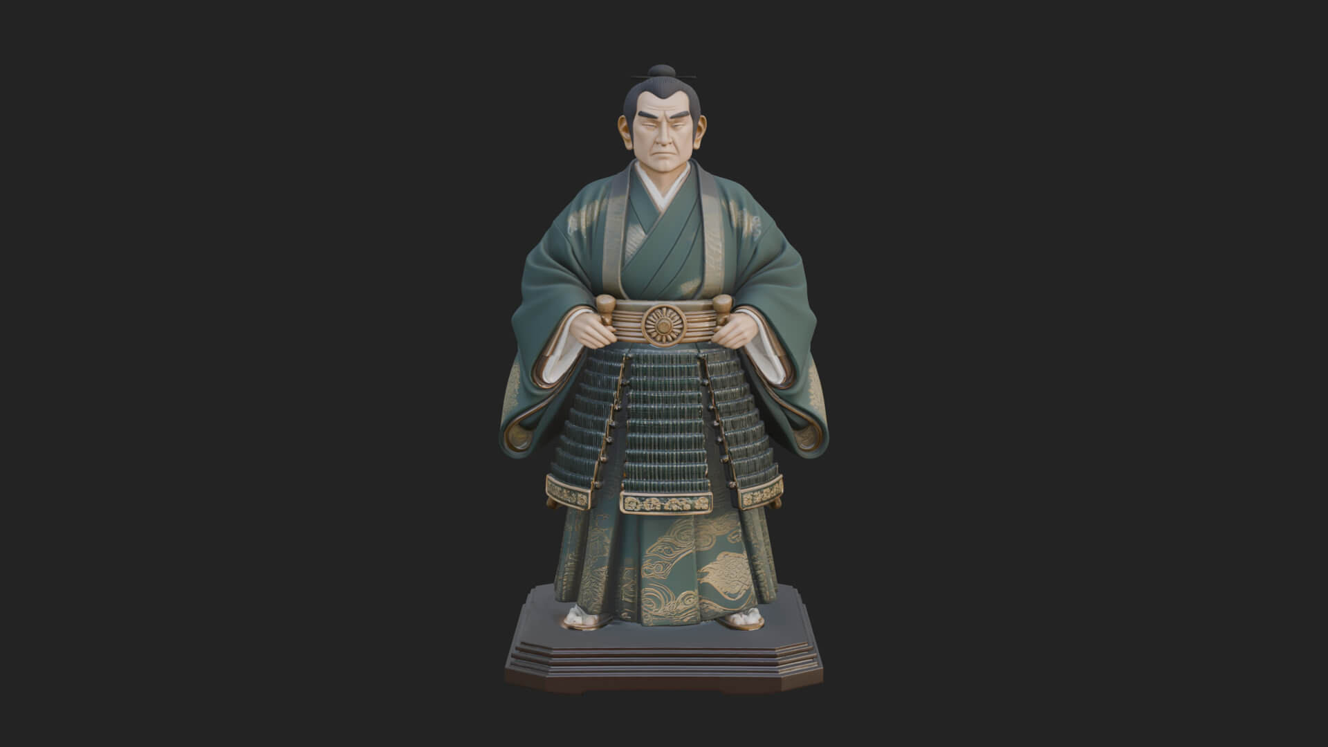 Kimono Swordsman Statue Design 2 3D Print Model 3D Model