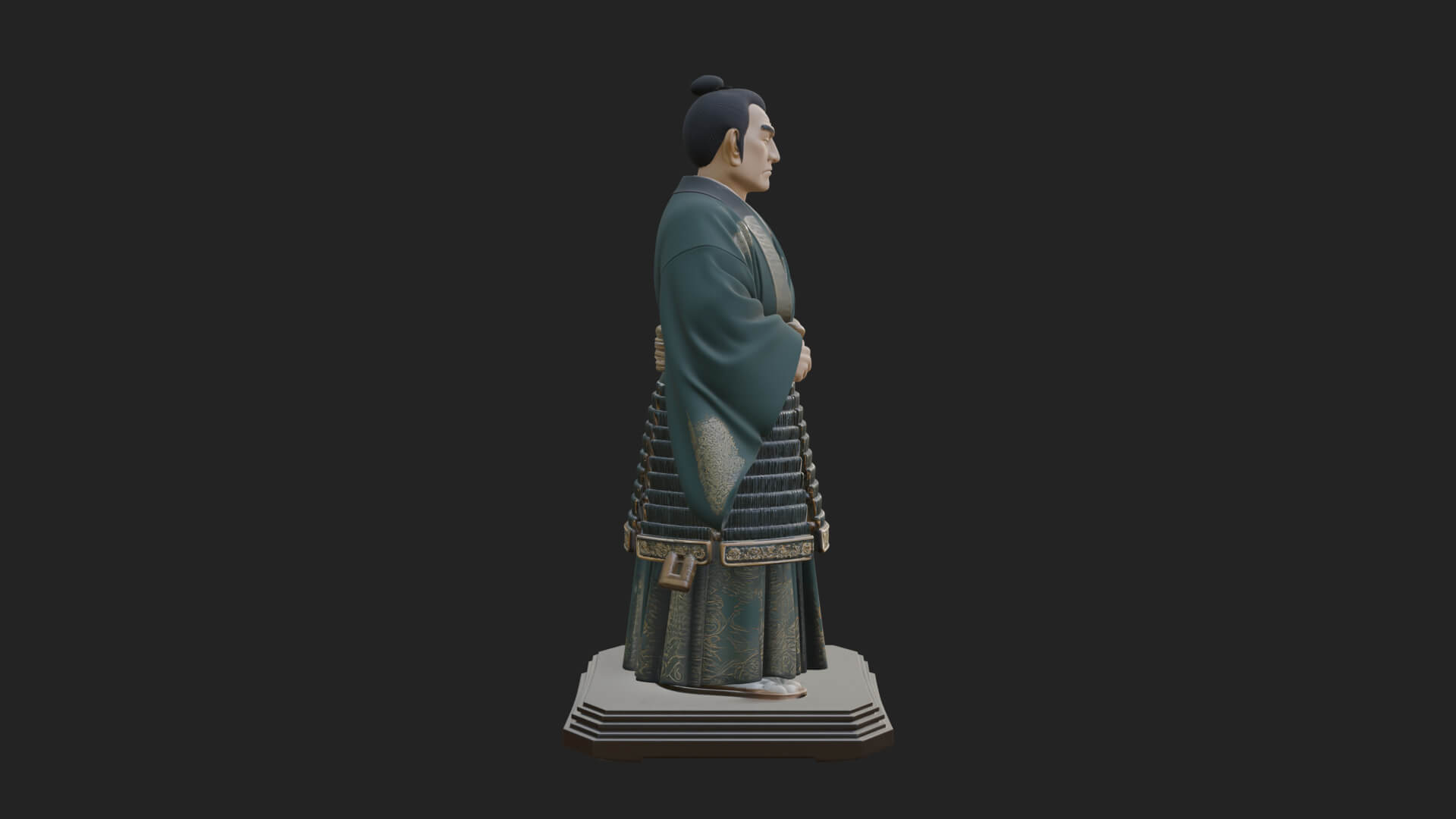 Kimono Swordsman Statue Design 2 3D Print Model 3D Model