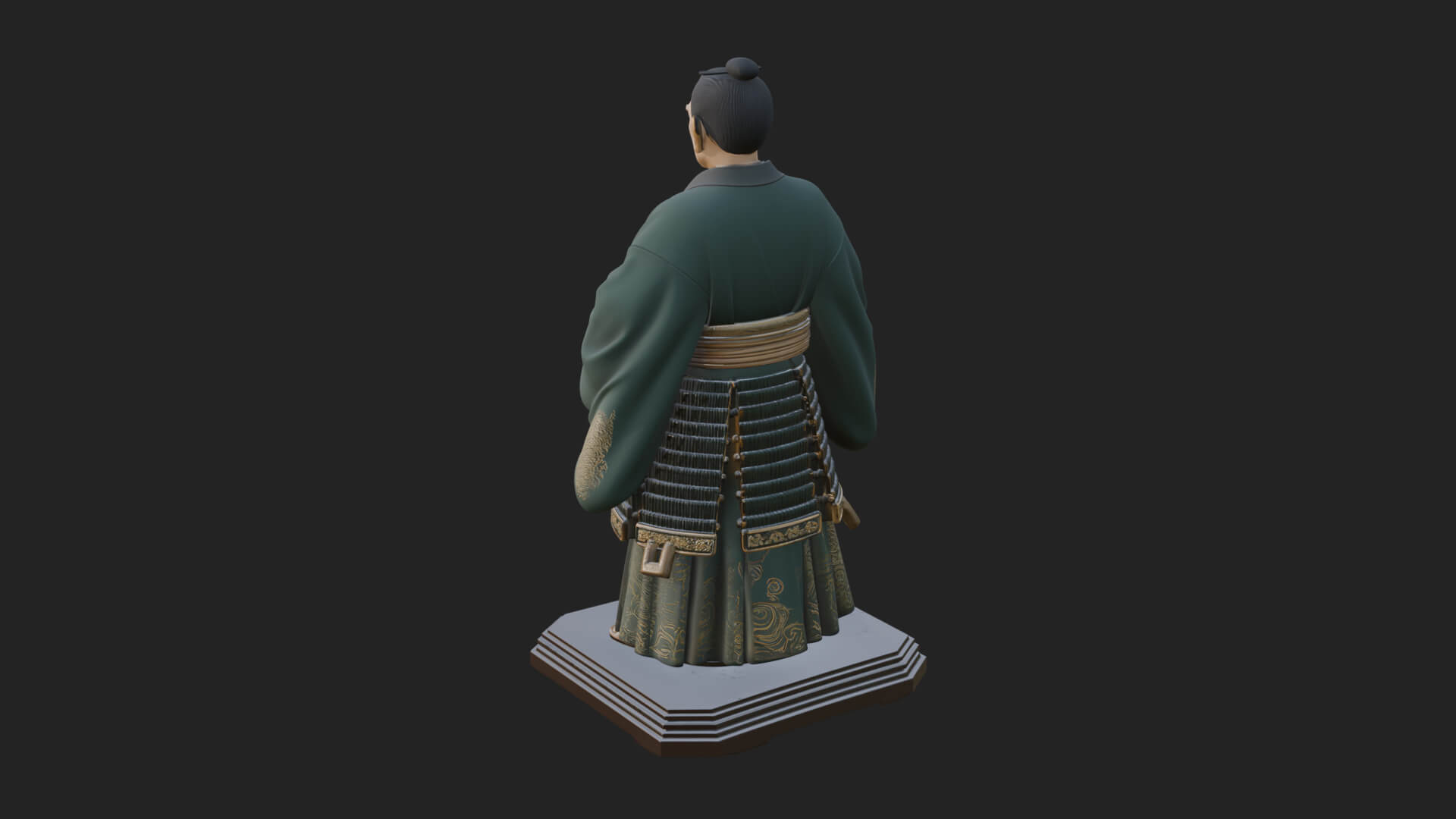 Kimono Swordsman Statue Design 2 3D Print Model 3D Model