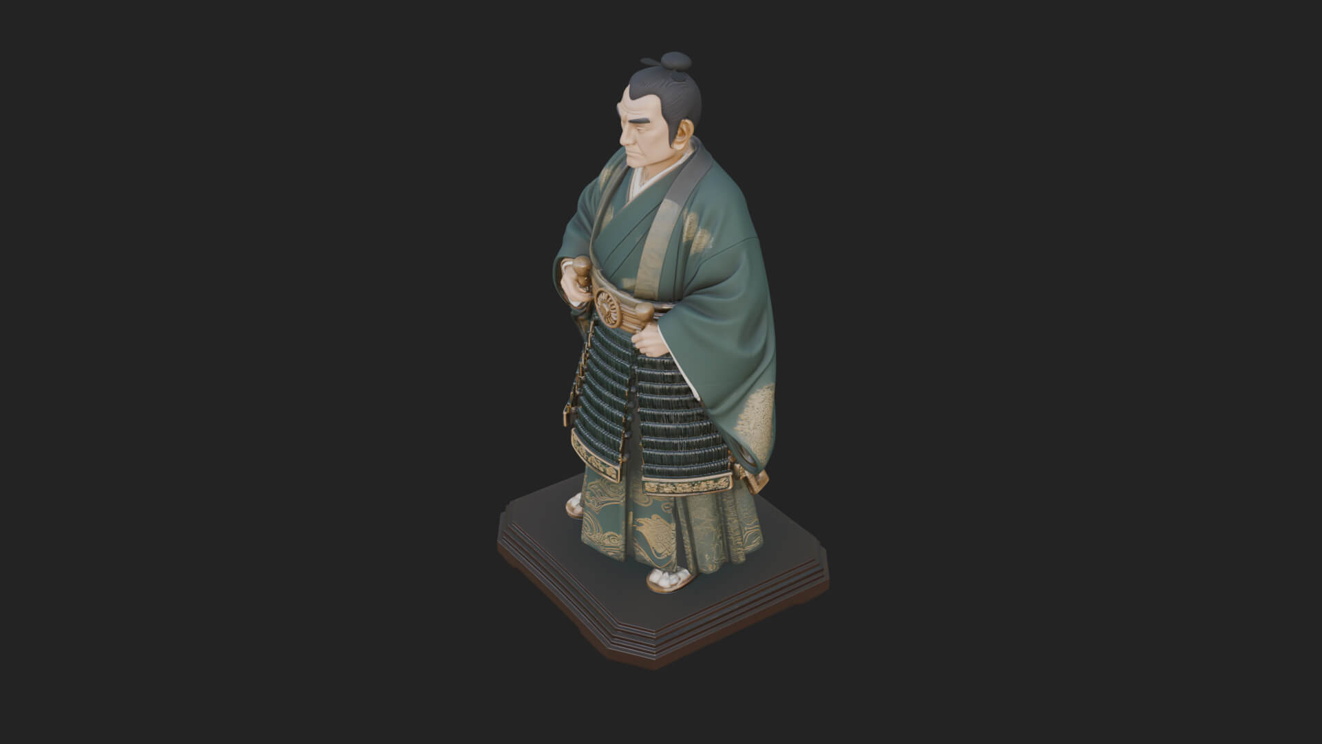 Kimono Swordsman Statue Design 2 3D Print Model 3D Model