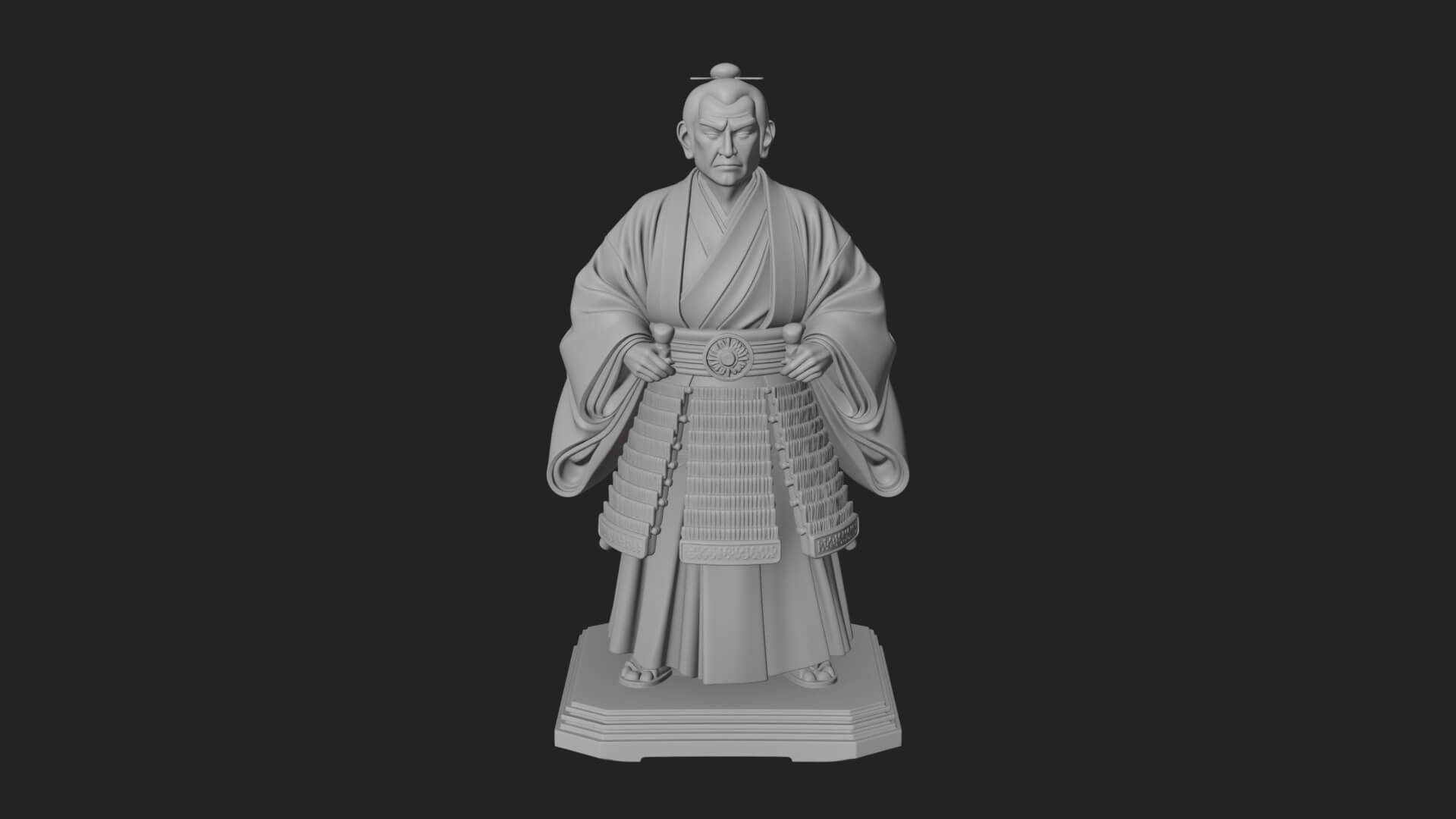 Kimono Swordsman Statue Design 2 3D Print Model 3D Model