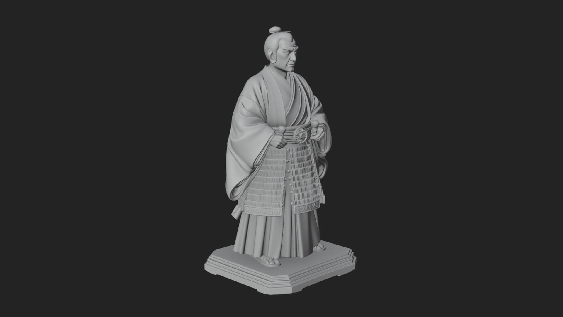 Kimono Swordsman Statue Design 2 3D Print Model 3D Model