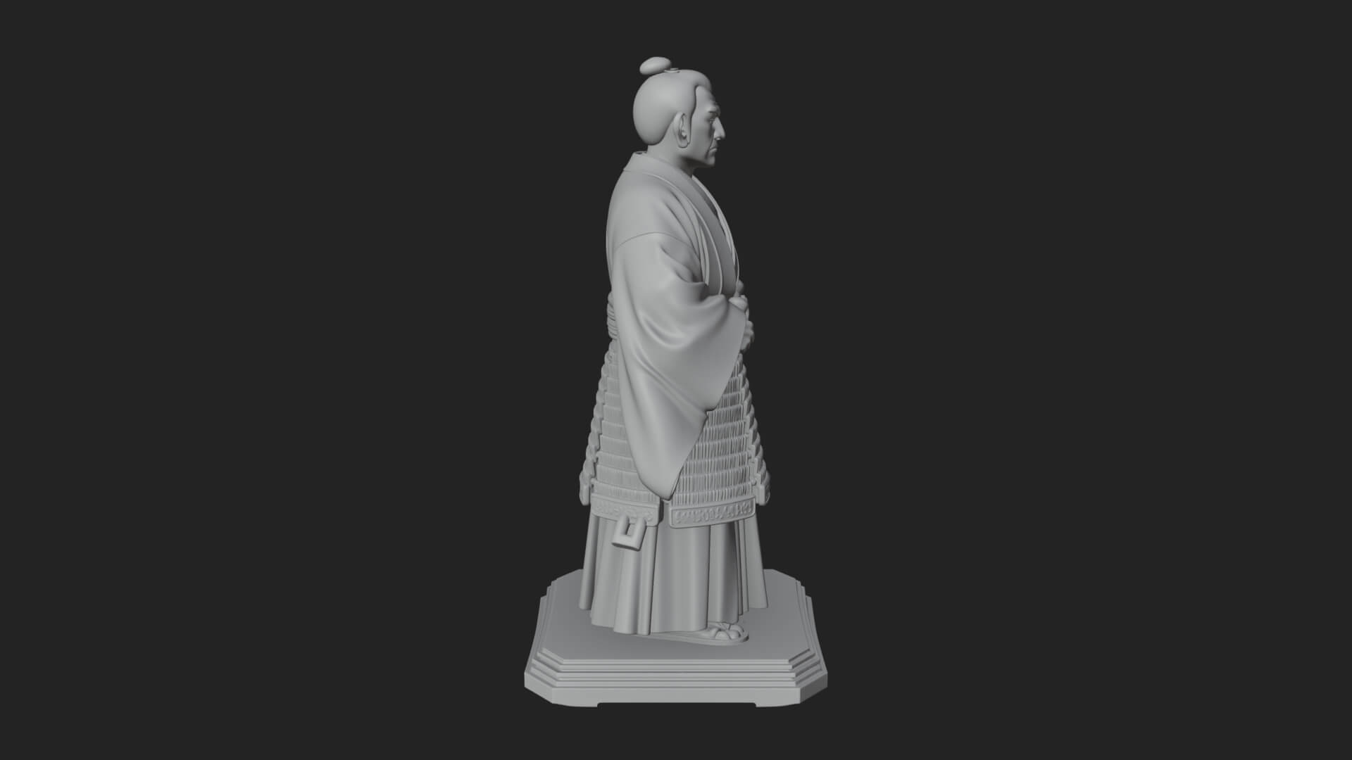 Kimono Swordsman Statue Design 2 3D Print Model 3D Model