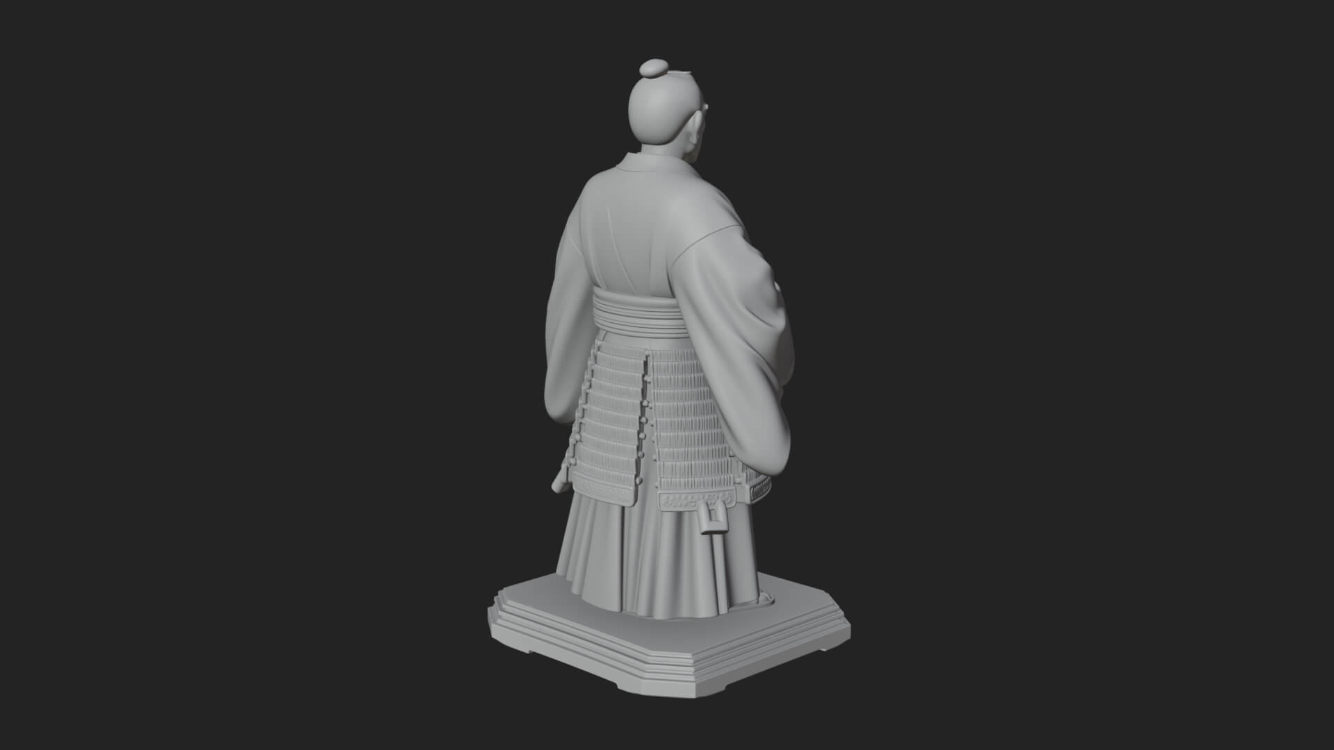 Kimono Swordsman Statue Design 2 3D Print Model 3D Model