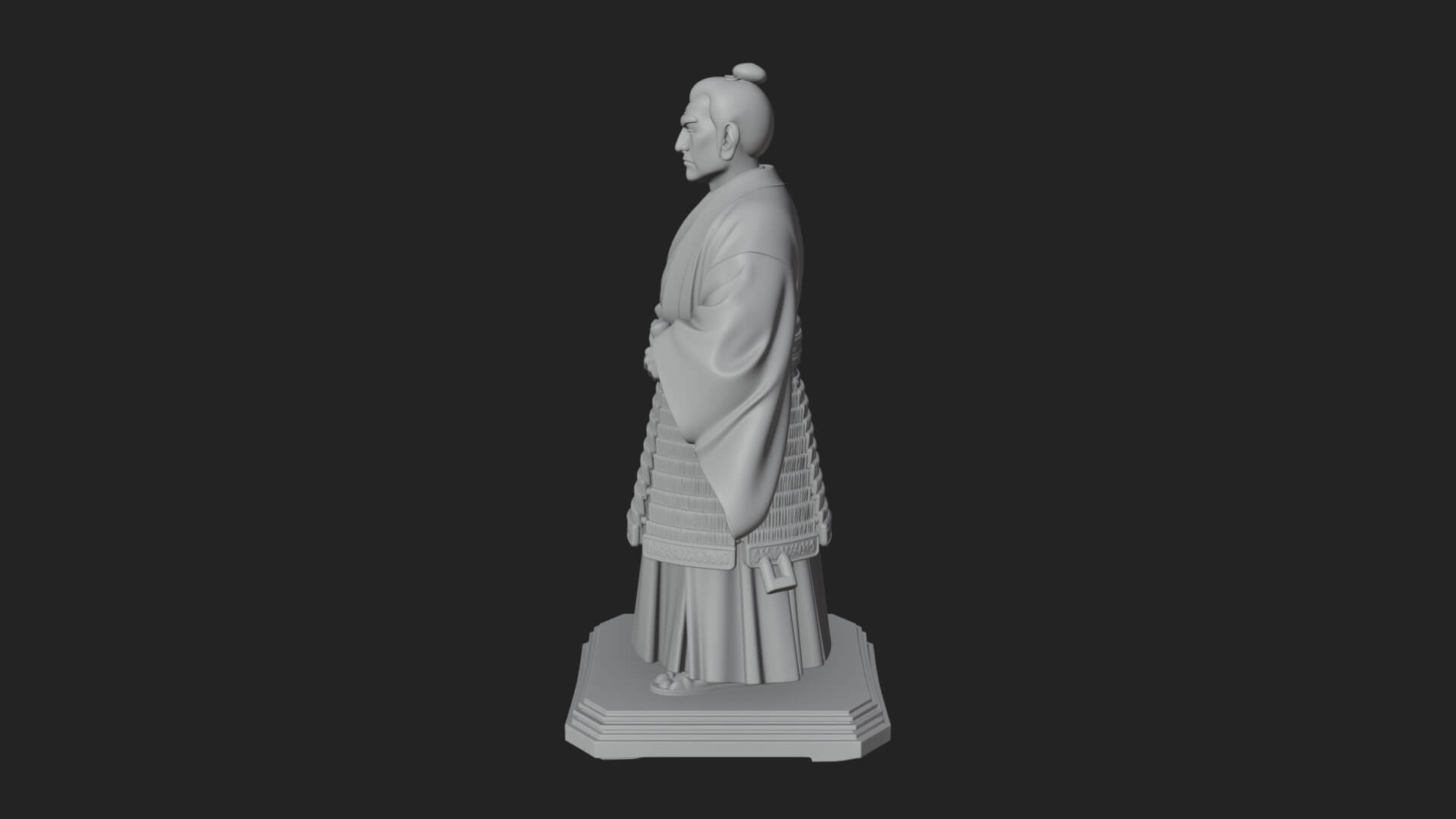 Kimono Swordsman Statue Design 2 3D Print Model 3D Model