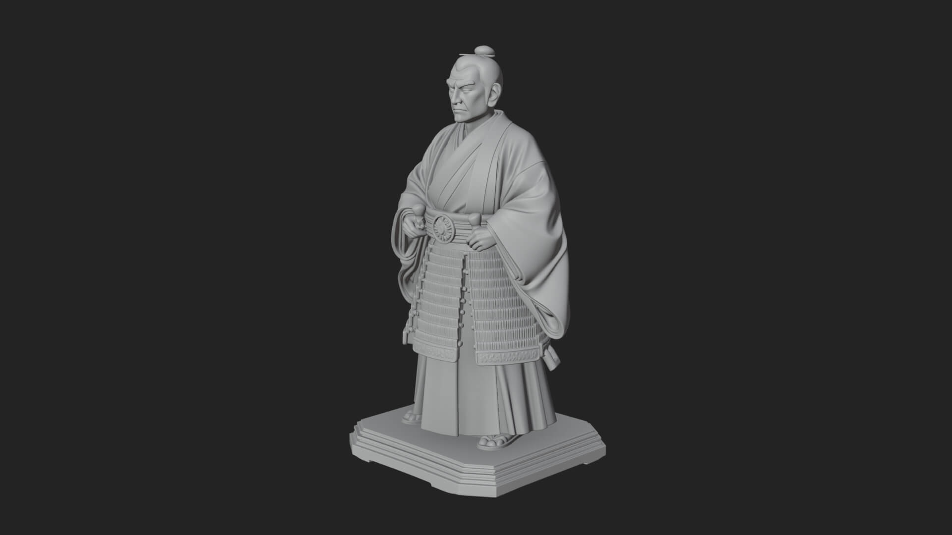 Kimono Swordsman Statue Design 2 3D Print Model 3D Model