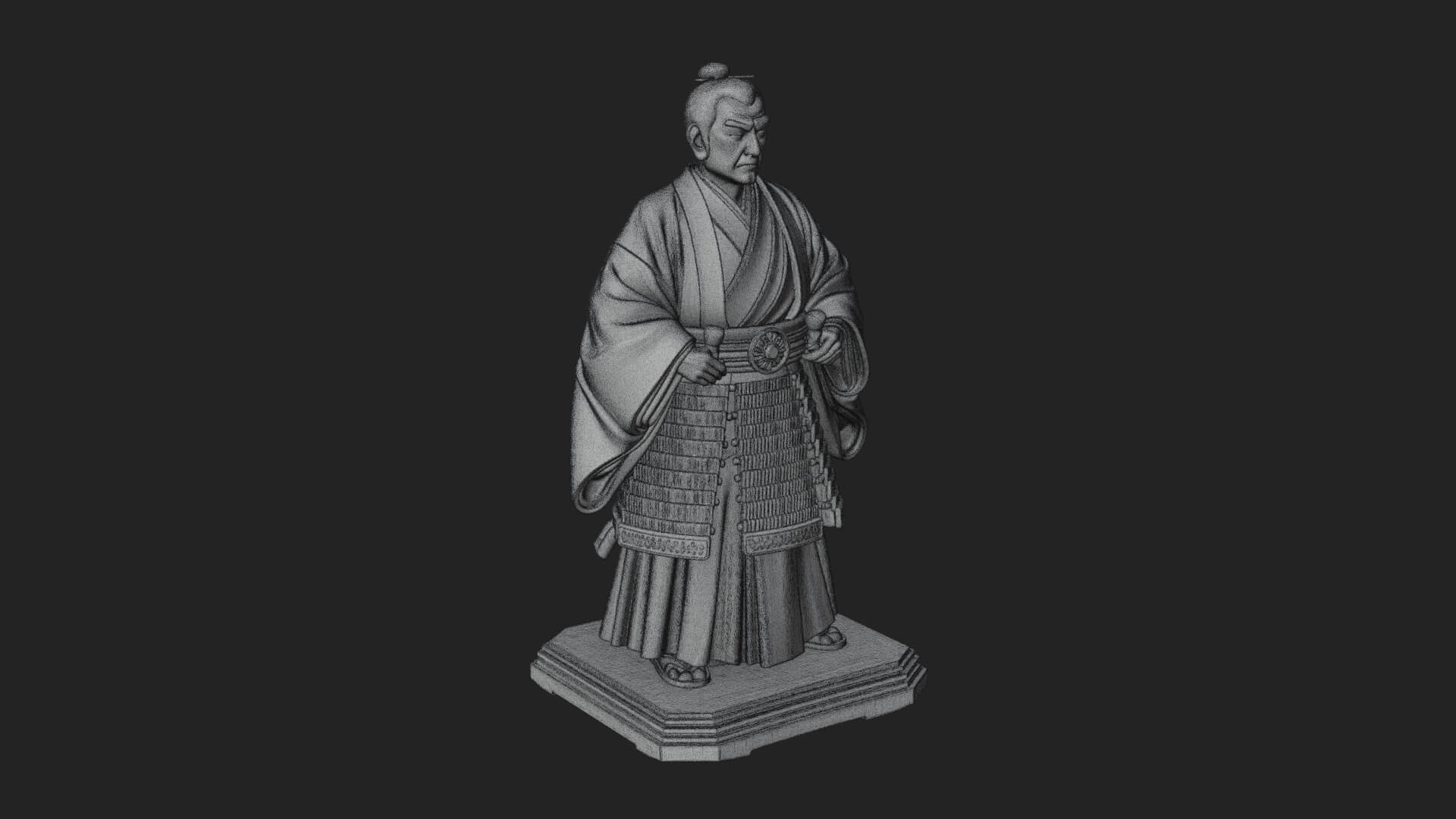 Kimono Swordsman Statue Design 2 3D Print Model 3D Model