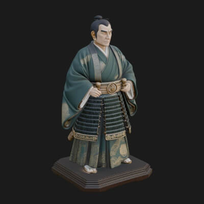 Kimono Swordsman Statue Design 2 3D Print Model