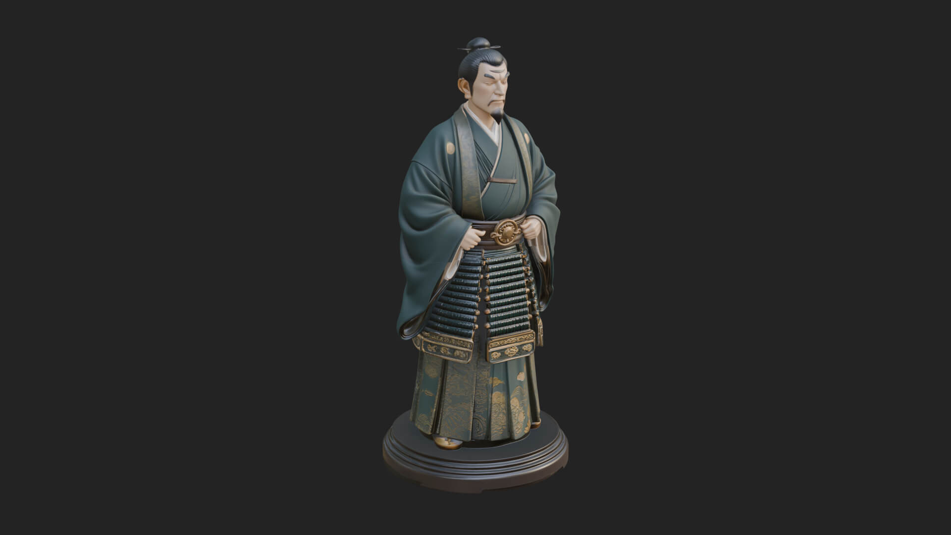 Kimono Swordsman Statue Design 3 3D Print Model 3D Model