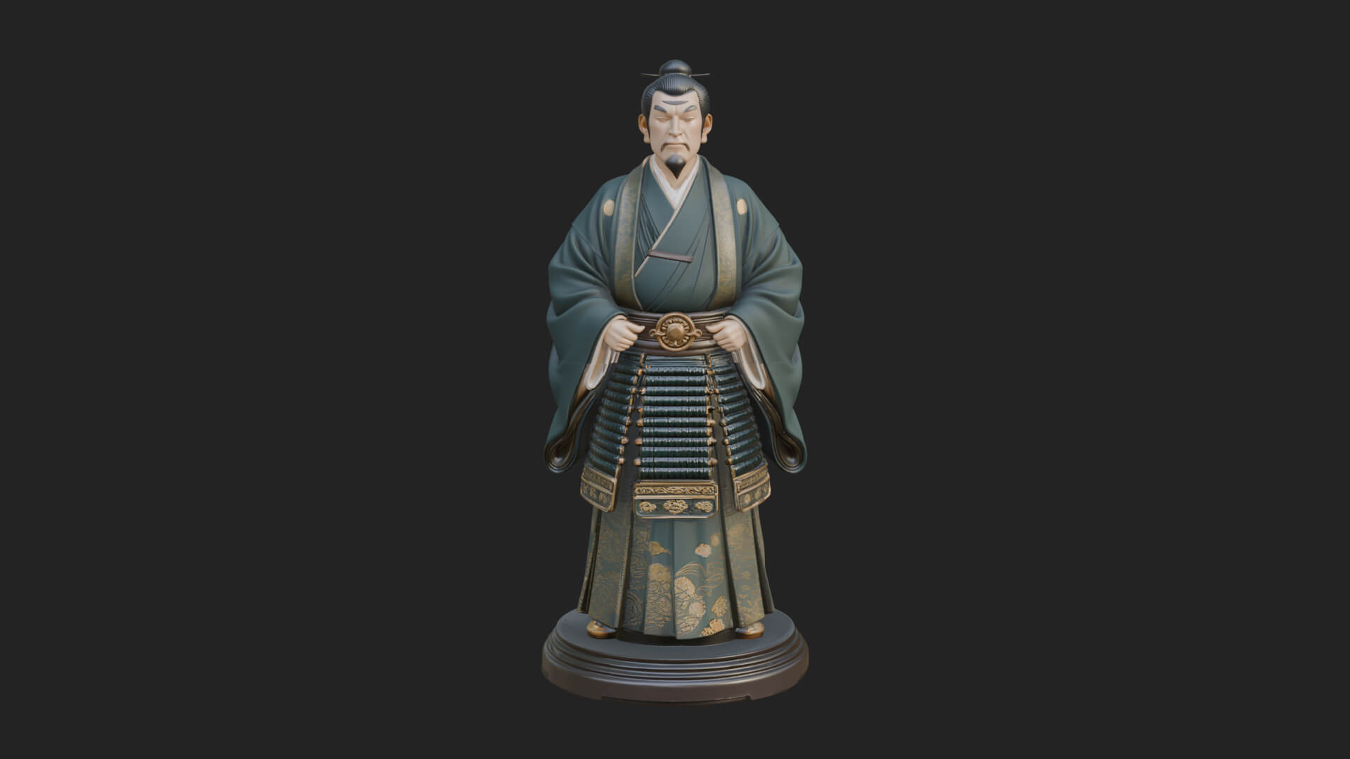 Kimono Swordsman Statue Design 3 3D Print Model 3D Model