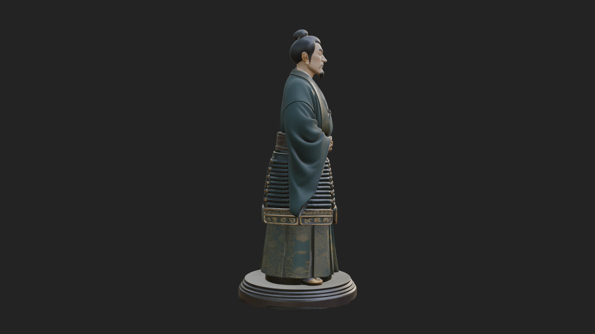 Kimono Swordsman Statue Design 3 3D Print Model 3D Model