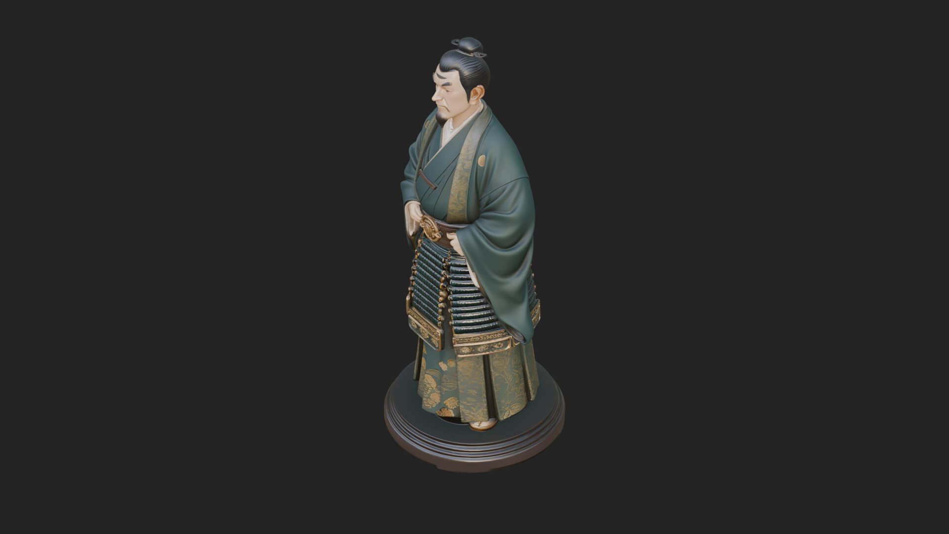 Kimono Swordsman Statue Design 3 3D Print Model 3D Model