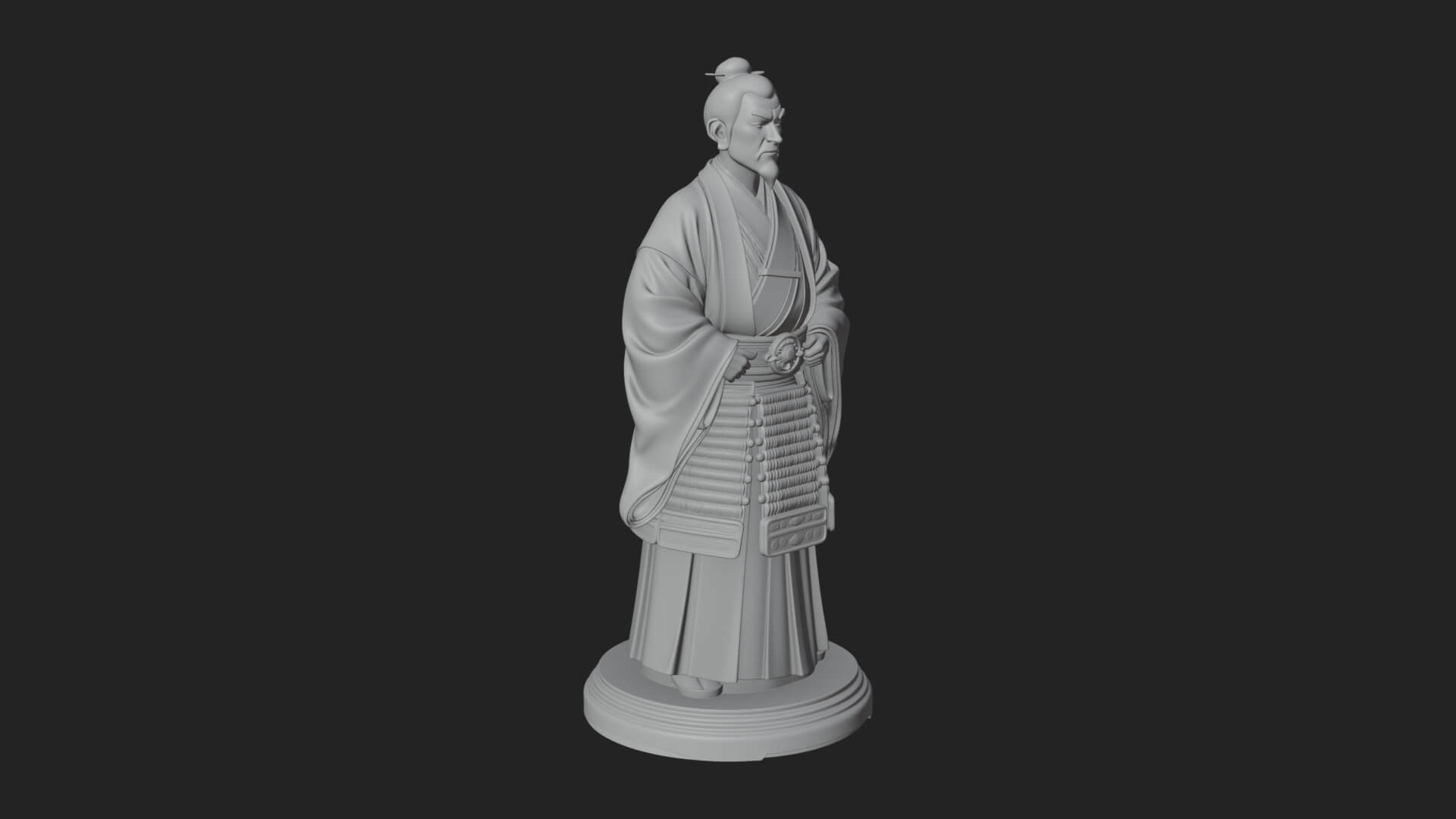 Kimono Swordsman Statue Design 3 3D Print Model 3D Model