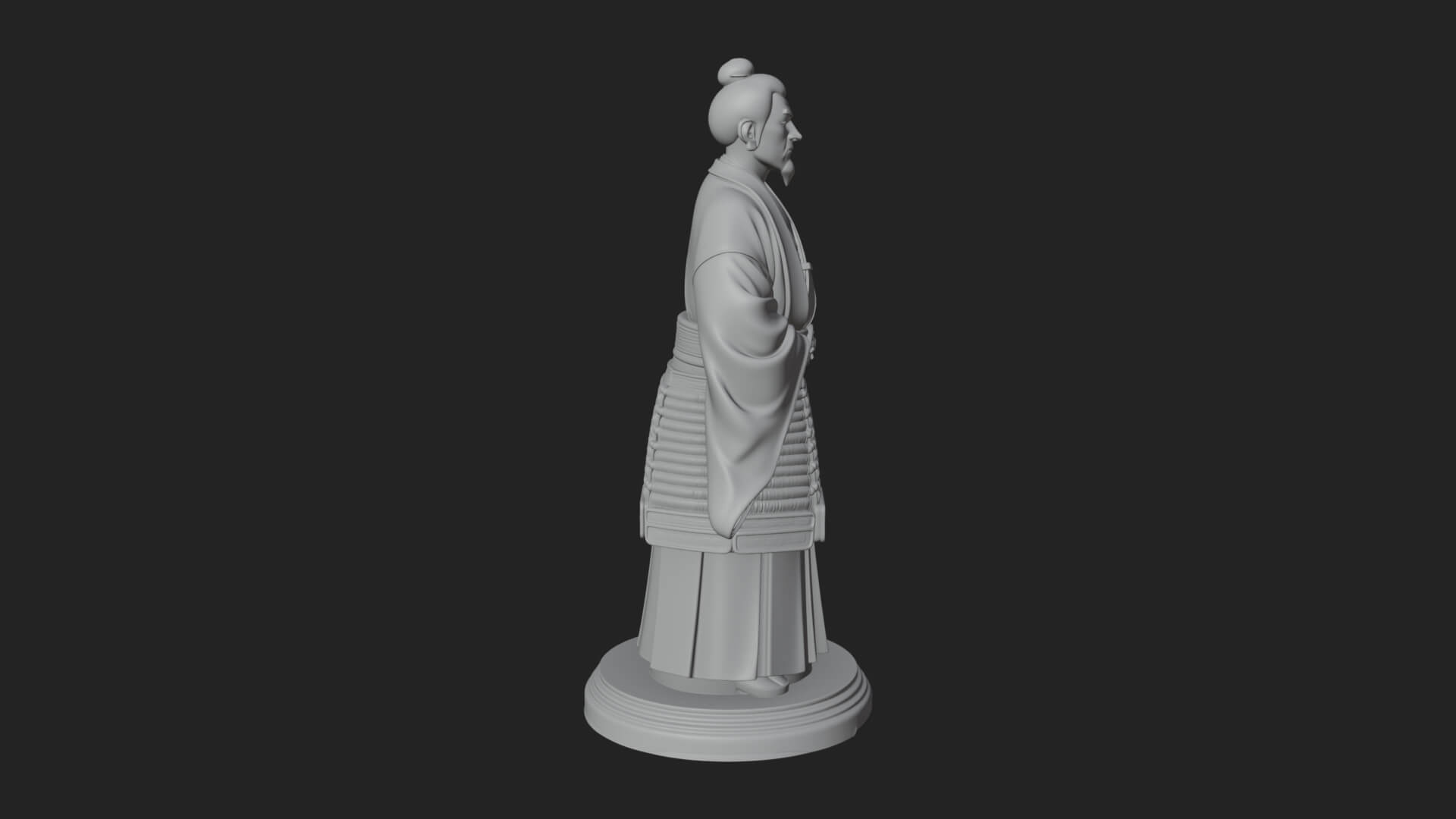 Kimono Swordsman Statue Design 3 3D Print Model 3D Model