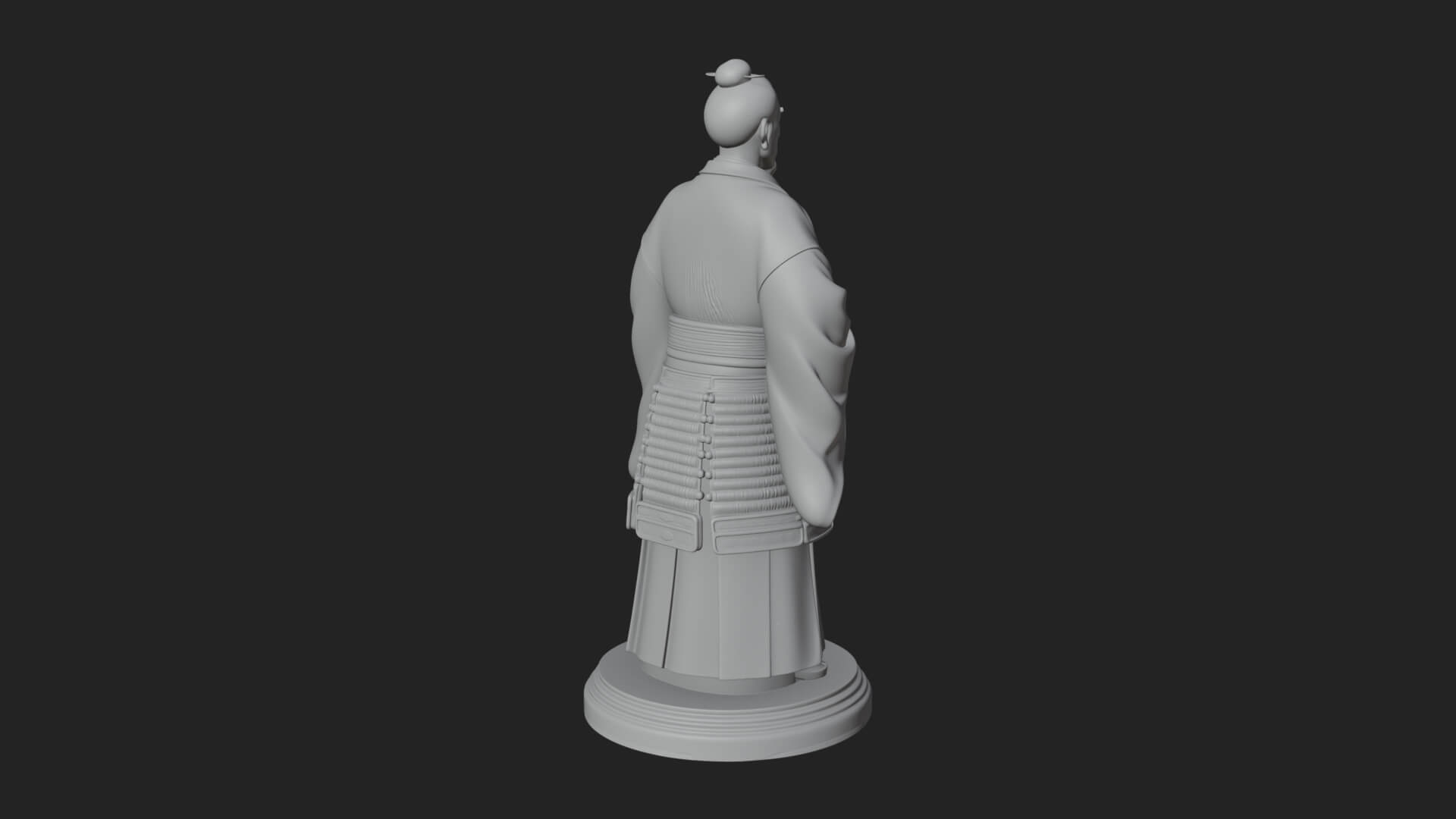 Kimono Swordsman Statue Design 3 3D Print Model 3D Model