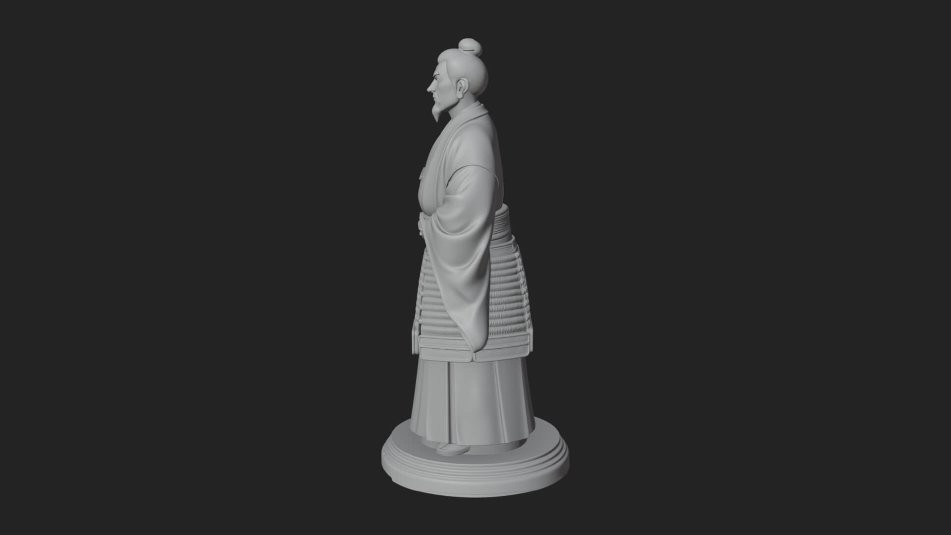 Kimono Swordsman Statue Design 3 3D Print Model 3D Model