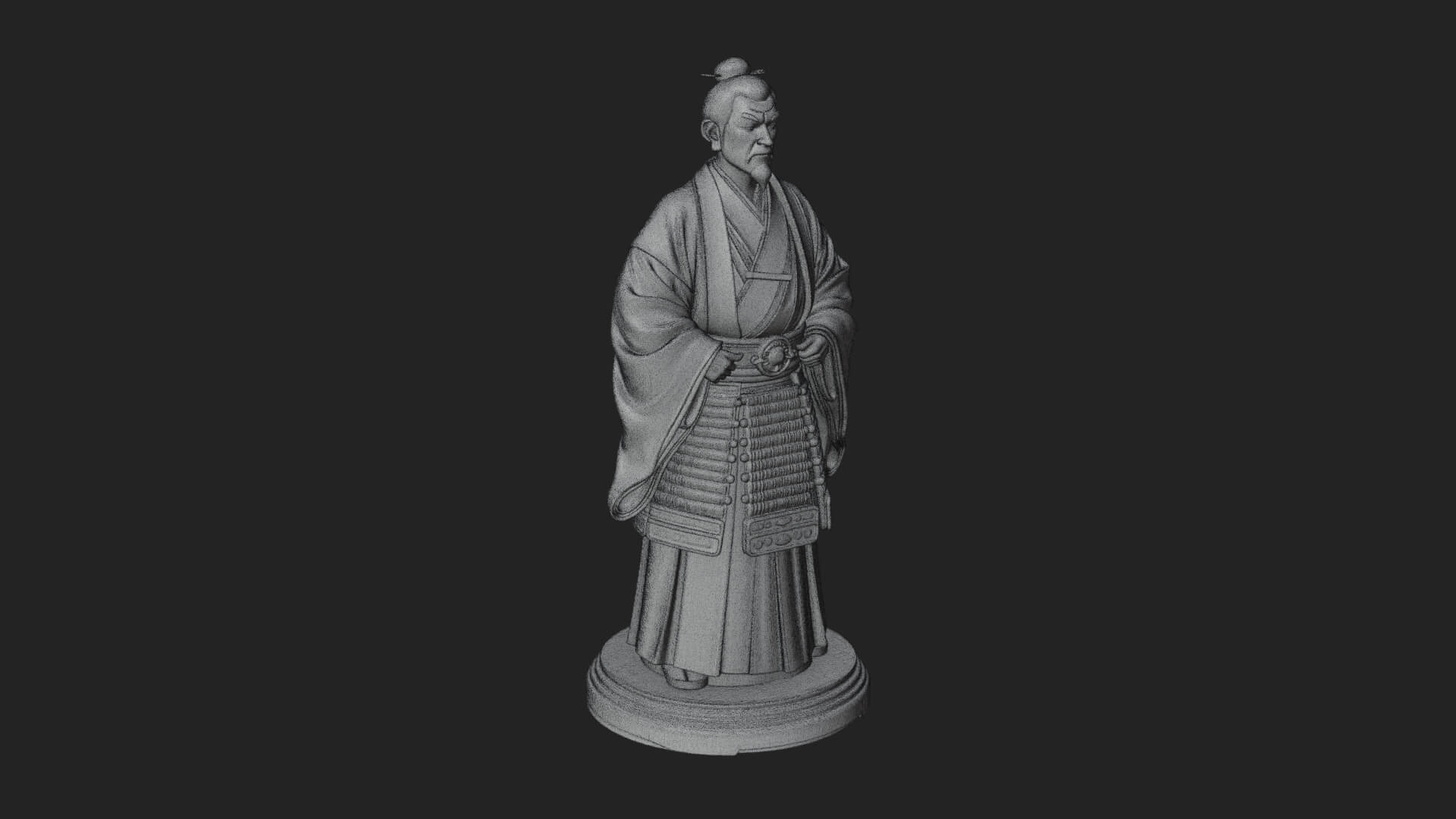 Kimono Swordsman Statue Design 3 3D Print Model 3D Model