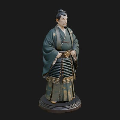 Kimono Swordsman Statue Design 3 3D Print Model